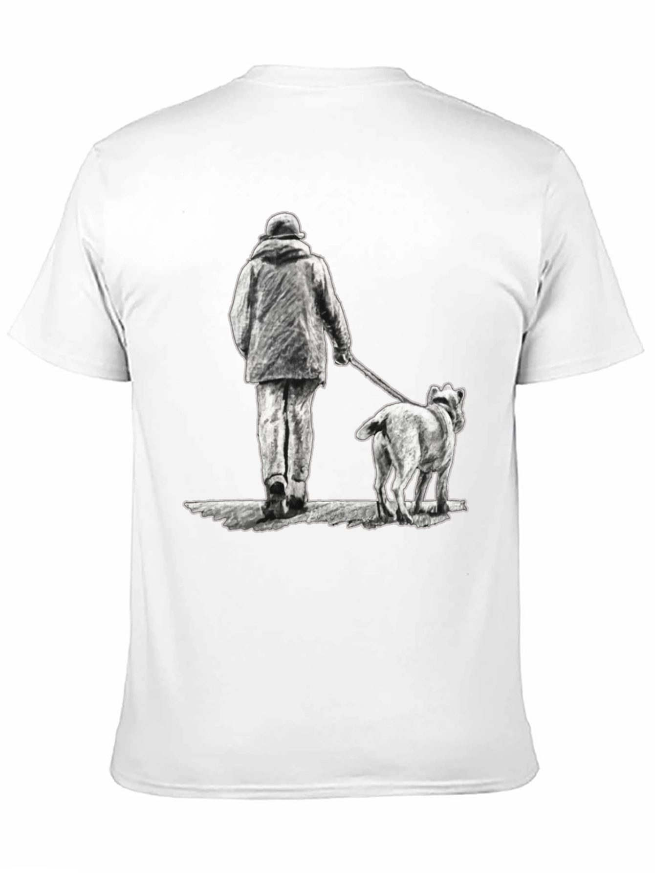 Man and Dog Print Black T-Shirt