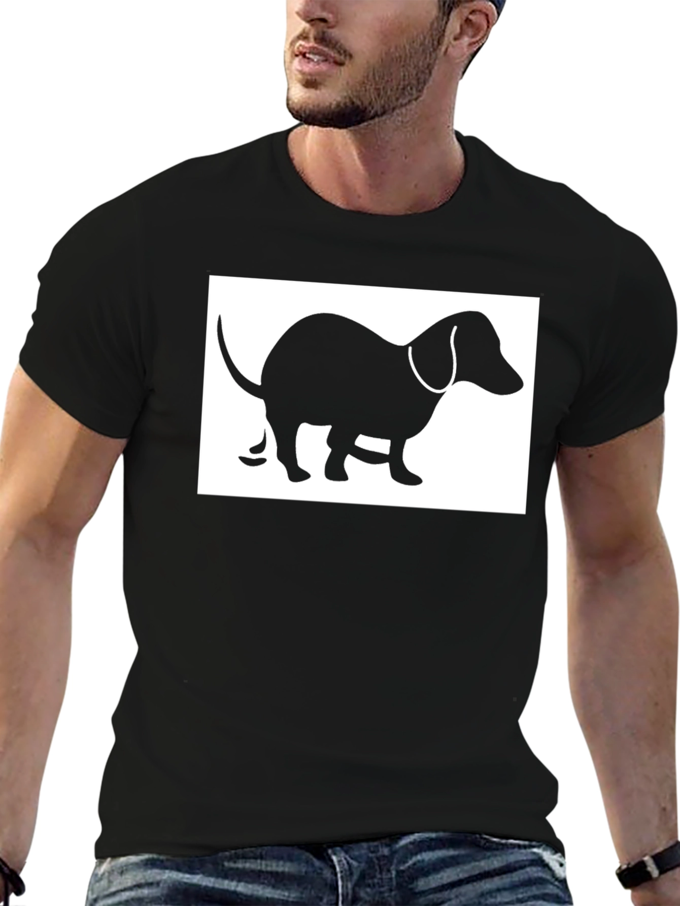 Dachshund Humor Tee - Pooping Dog Silhouette T-Shirt