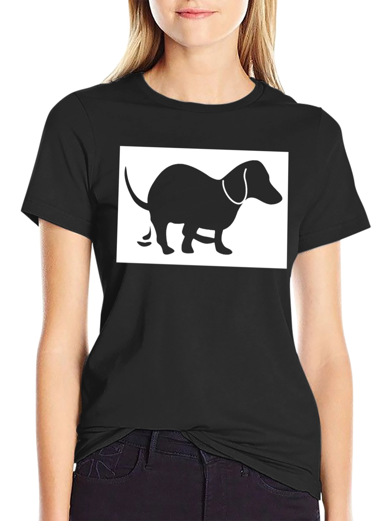 Dachshund Humor Tee - Pooping Dog Silhouette T-Shirt