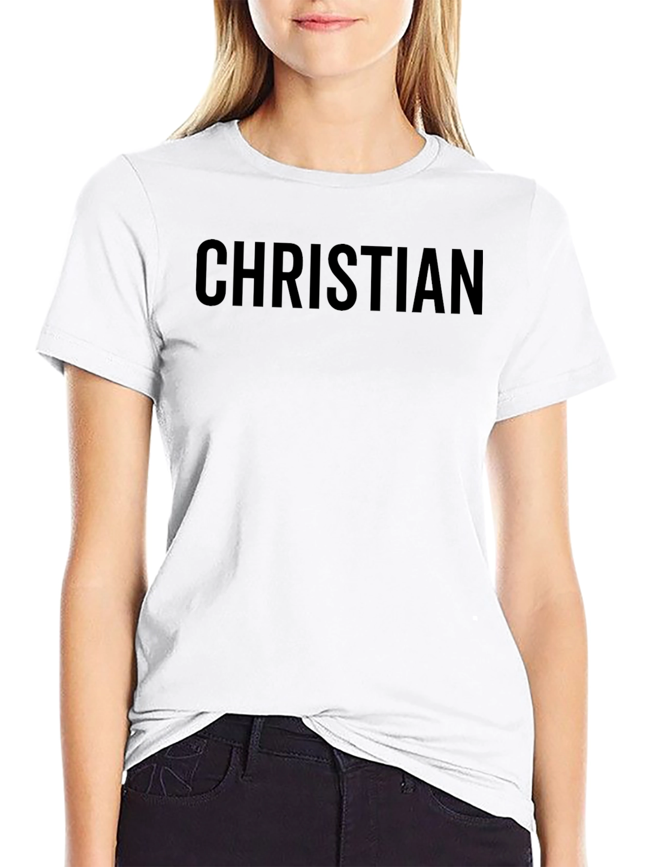 Christian Black T-Shirt Crew Neck Short Sleeve