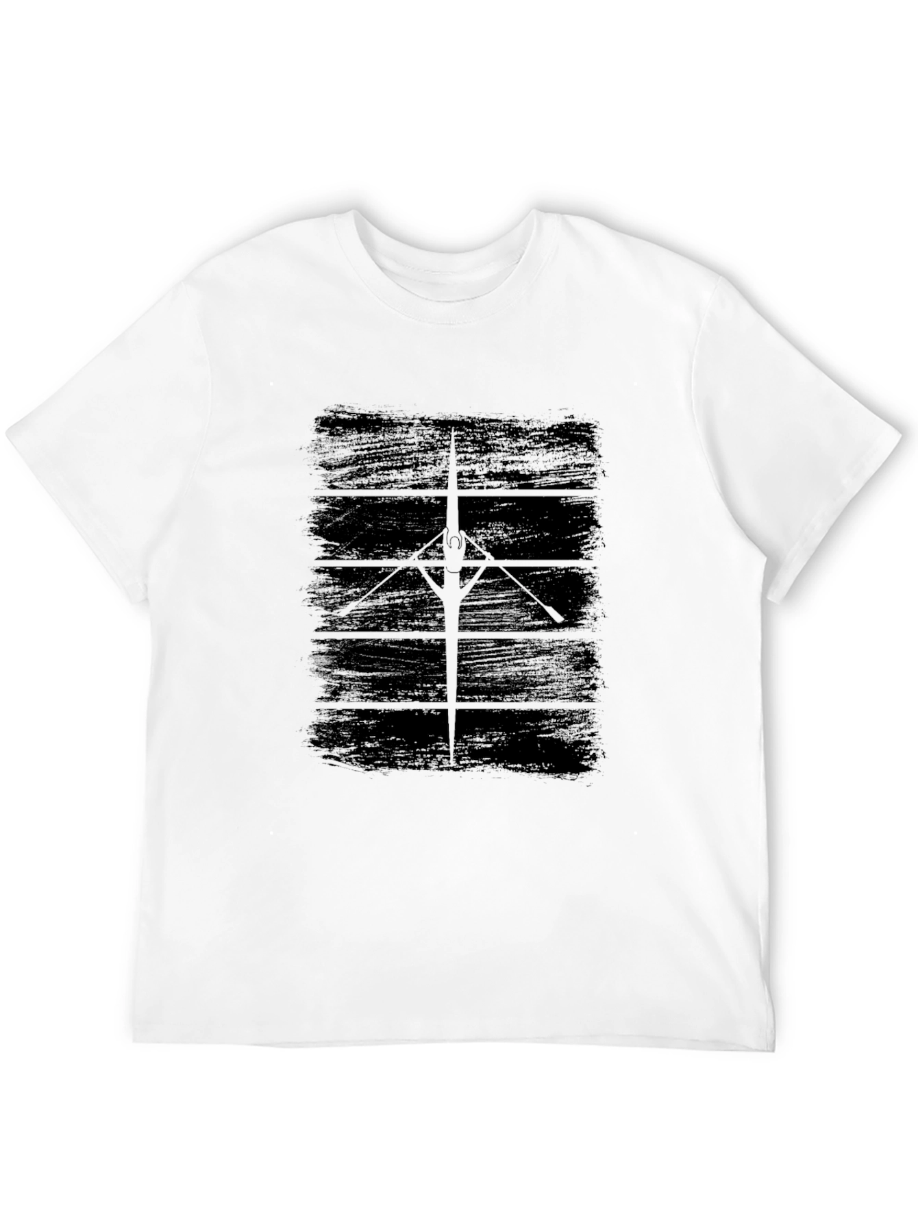 Rowing Scull Graphic Tee - Black Cotton T-Shirt