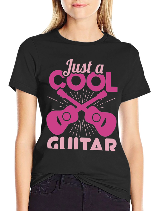 Cool Guitar Graphic Tee - Black Crew Neck