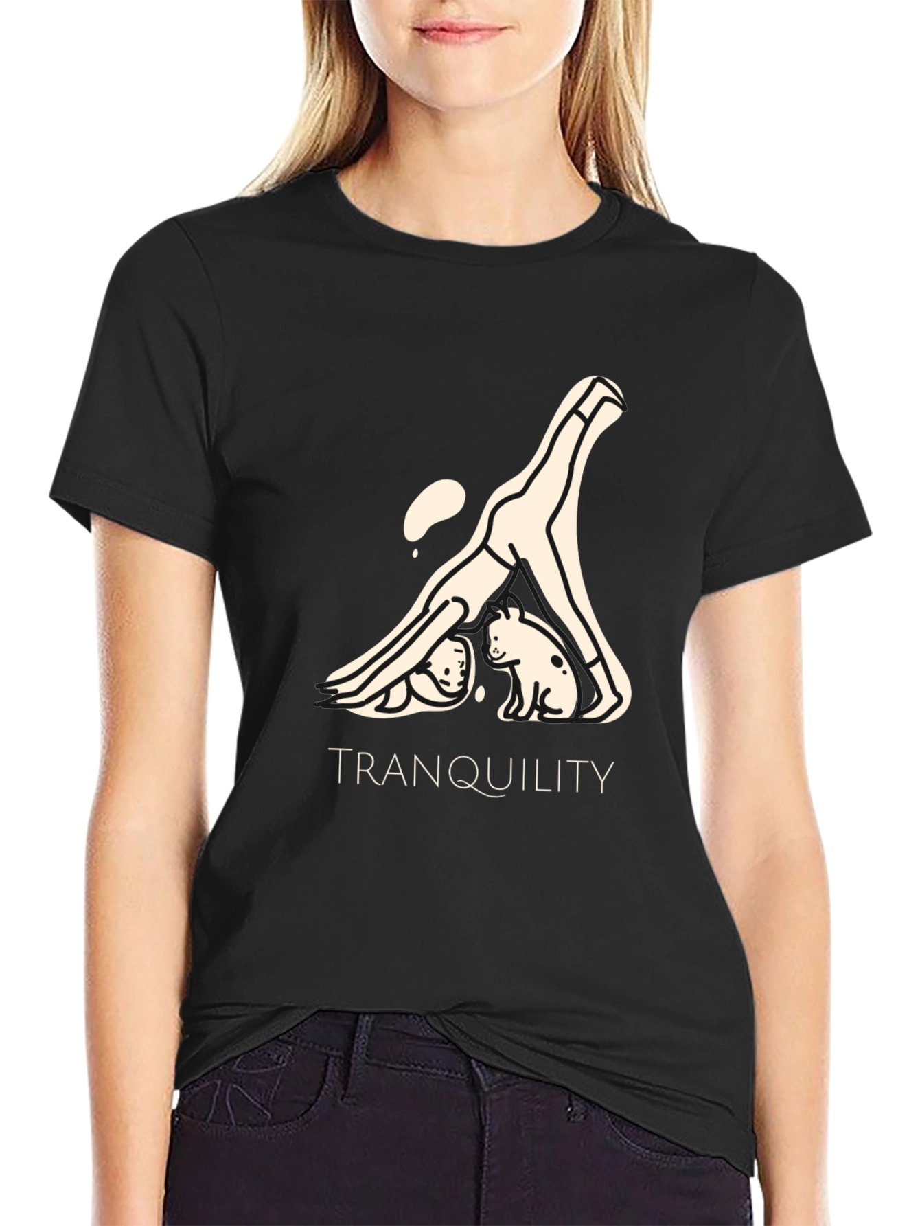 Tranquility Yoga Graphic Black T-Shirt