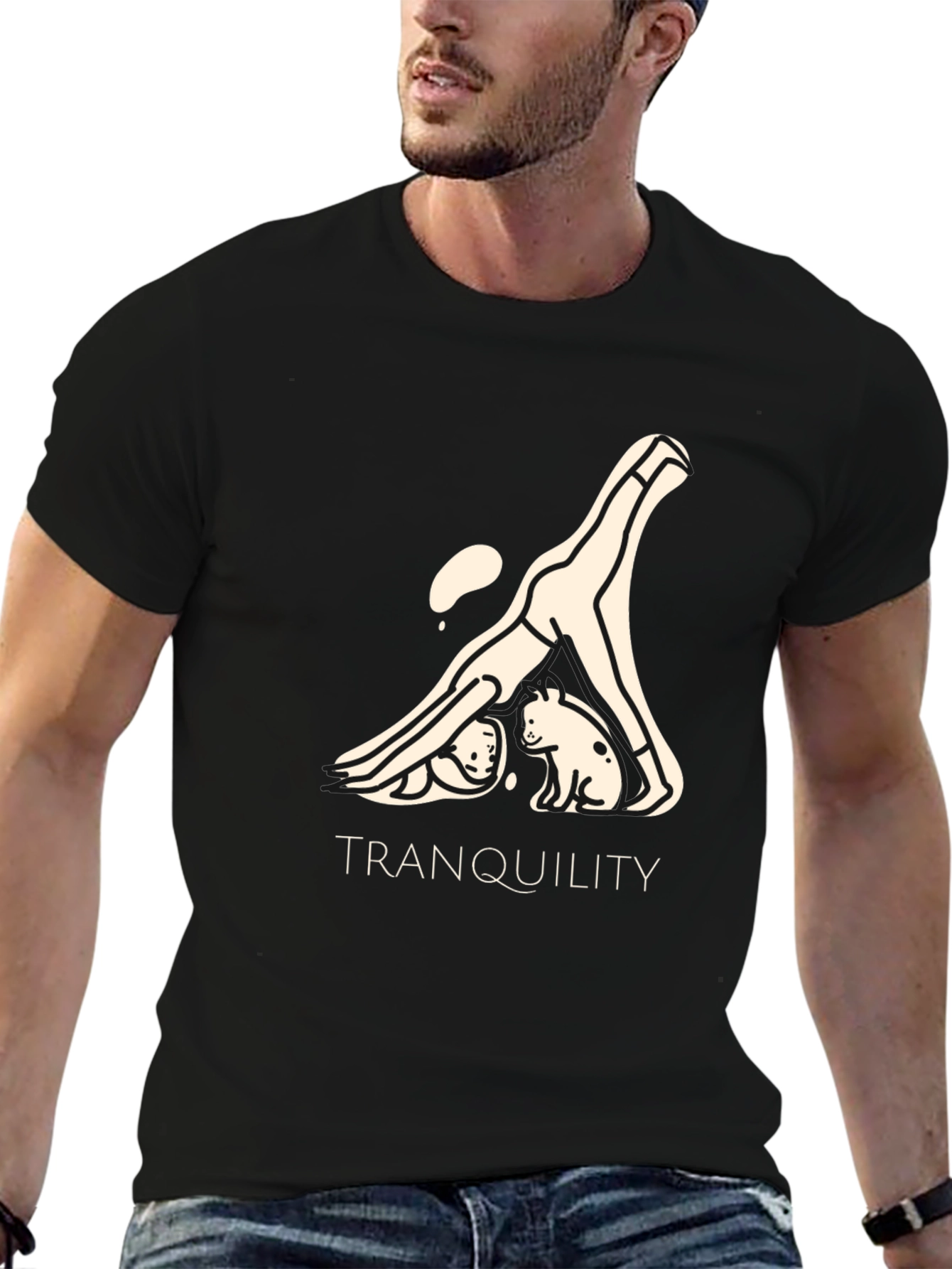 Tranquility Yoga Graphic Black T-Shirt