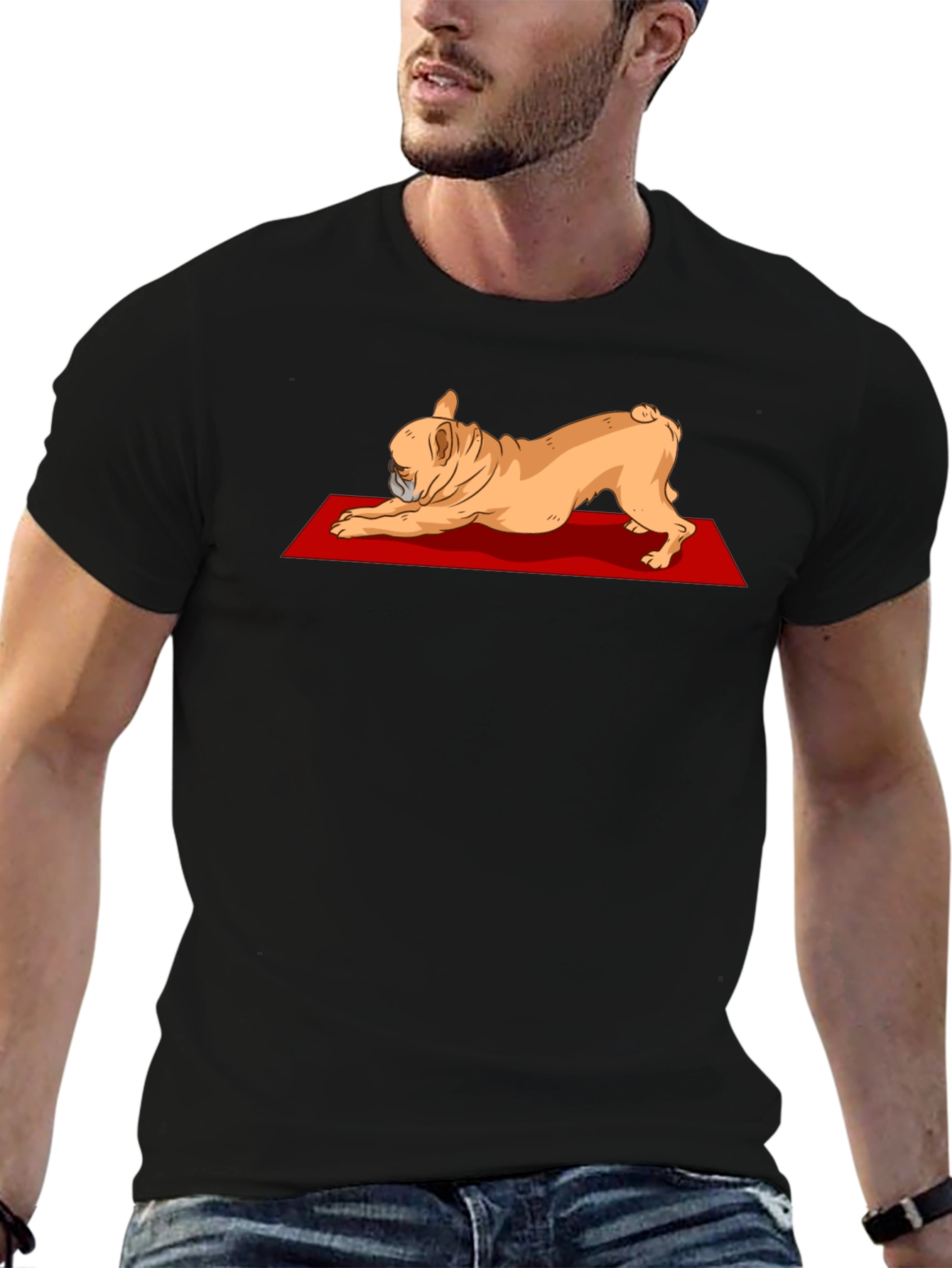 Yoga Dog Graphic Tee - Relaxed Fit Black T-Shirt