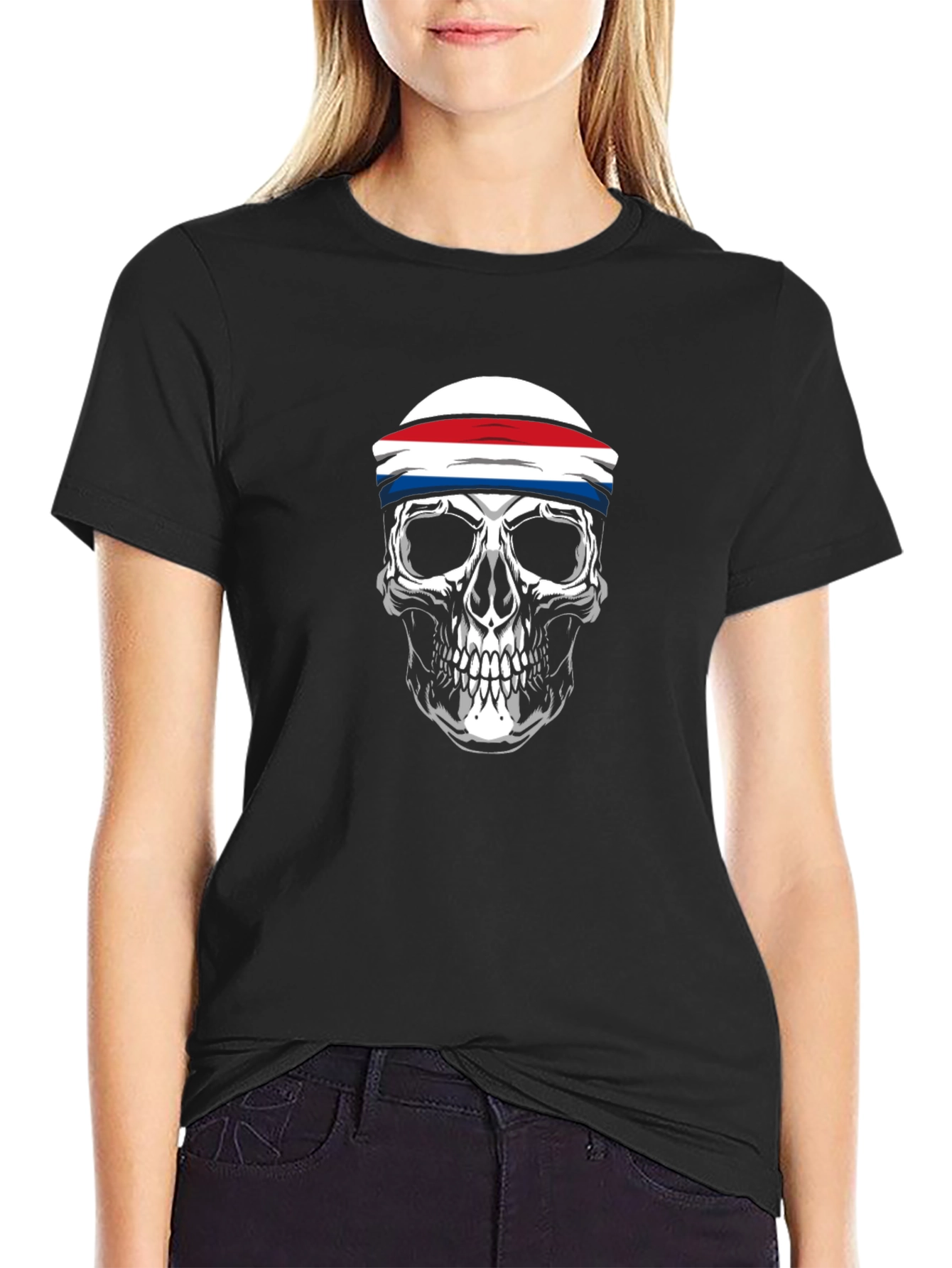 Skull Headband Graphic T-Shirt