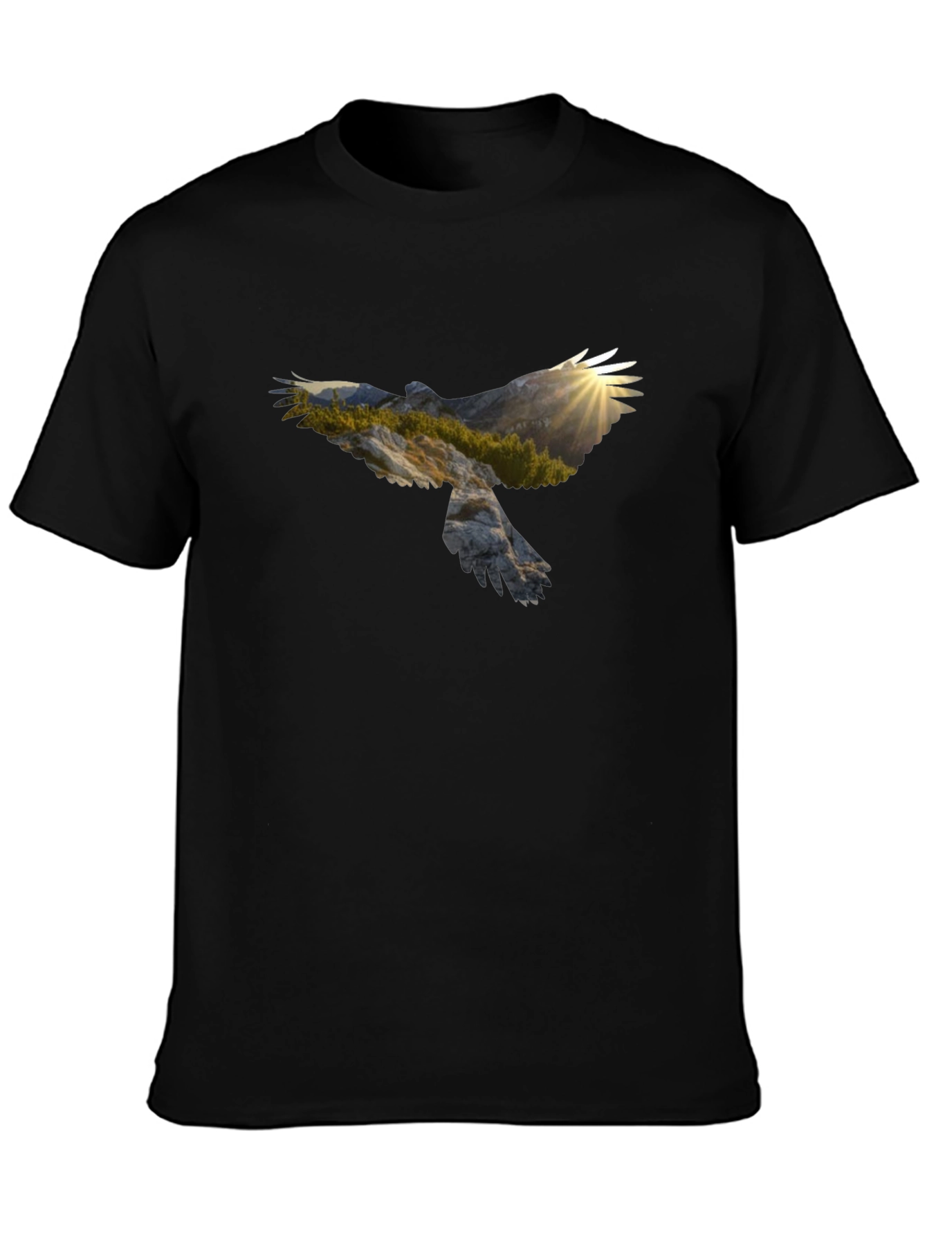 Eagle Mountainscape Graphic Black T-Shirt