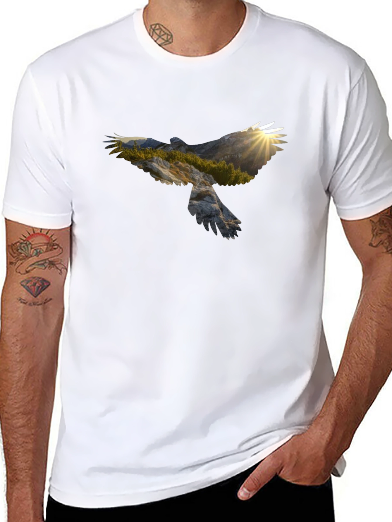 Eagle Mountainscape Graphic Black T-Shirt