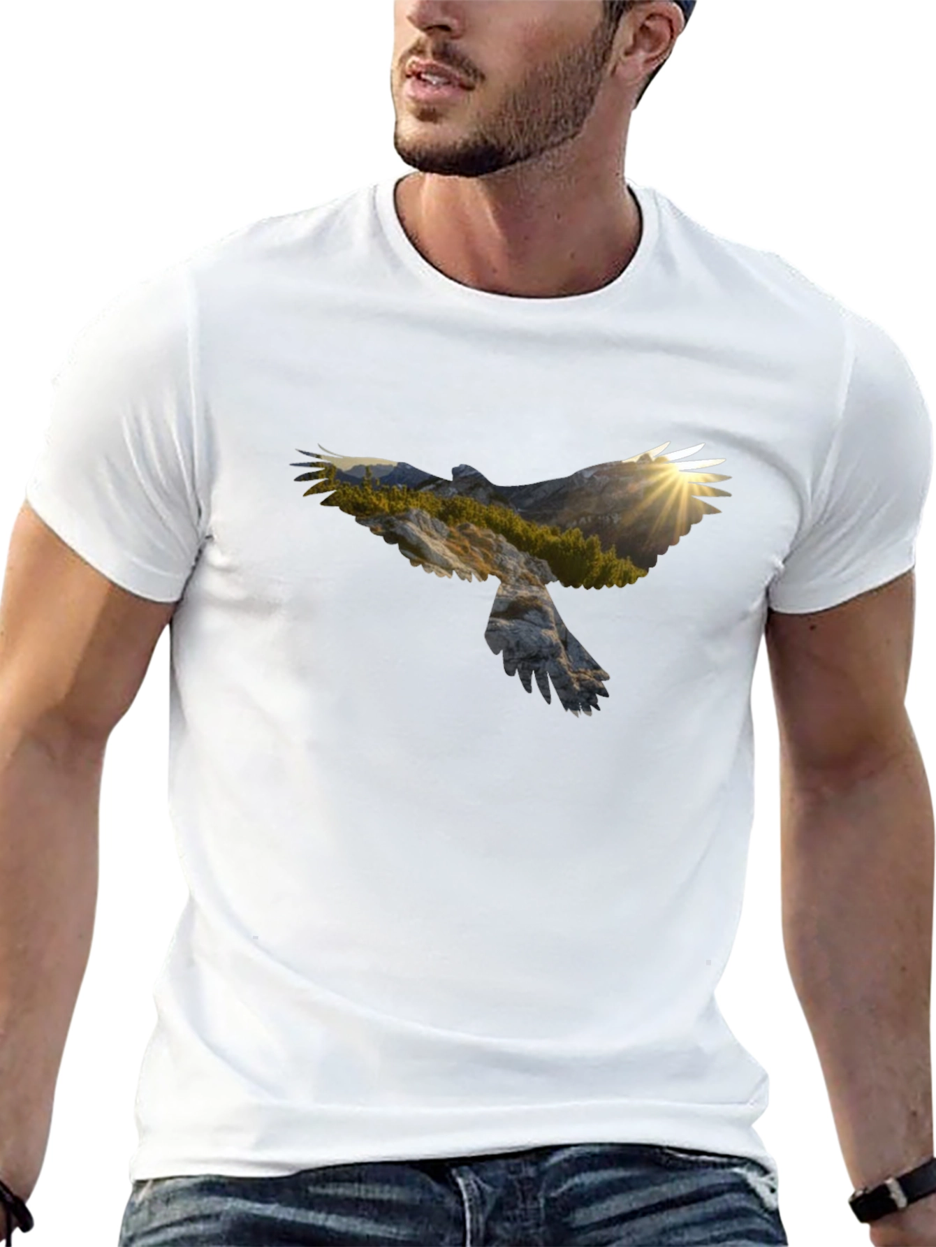 Eagle Mountainscape Graphic Black T-Shirt