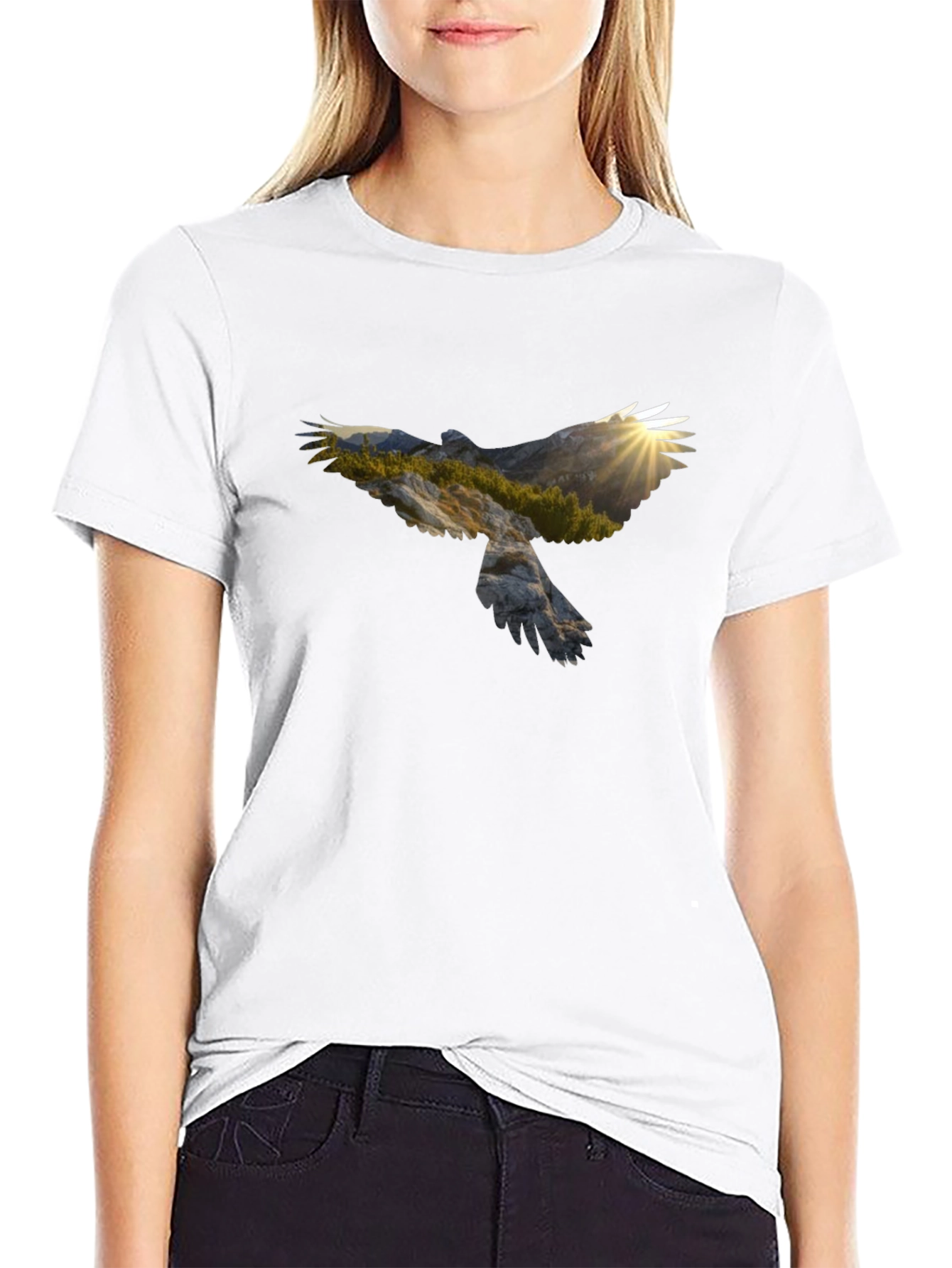 Eagle Mountainscape Graphic Black T-Shirt