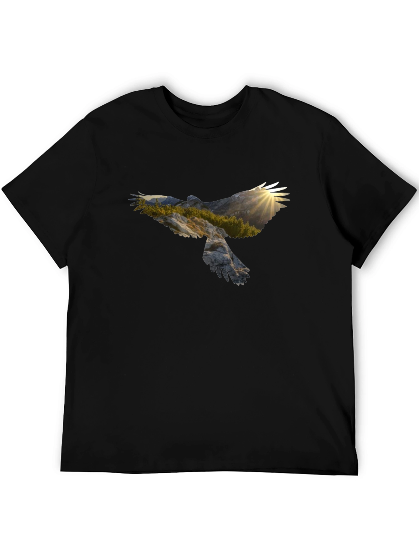 Eagle Mountainscape Graphic Black T-Shirt