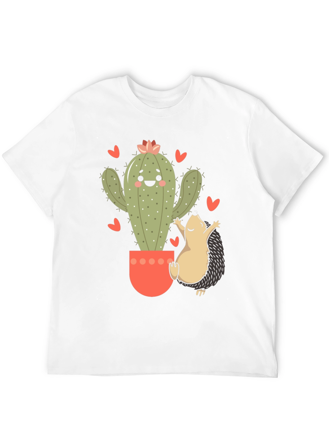 Cute Cactus & Hedgehog Graphic Tee