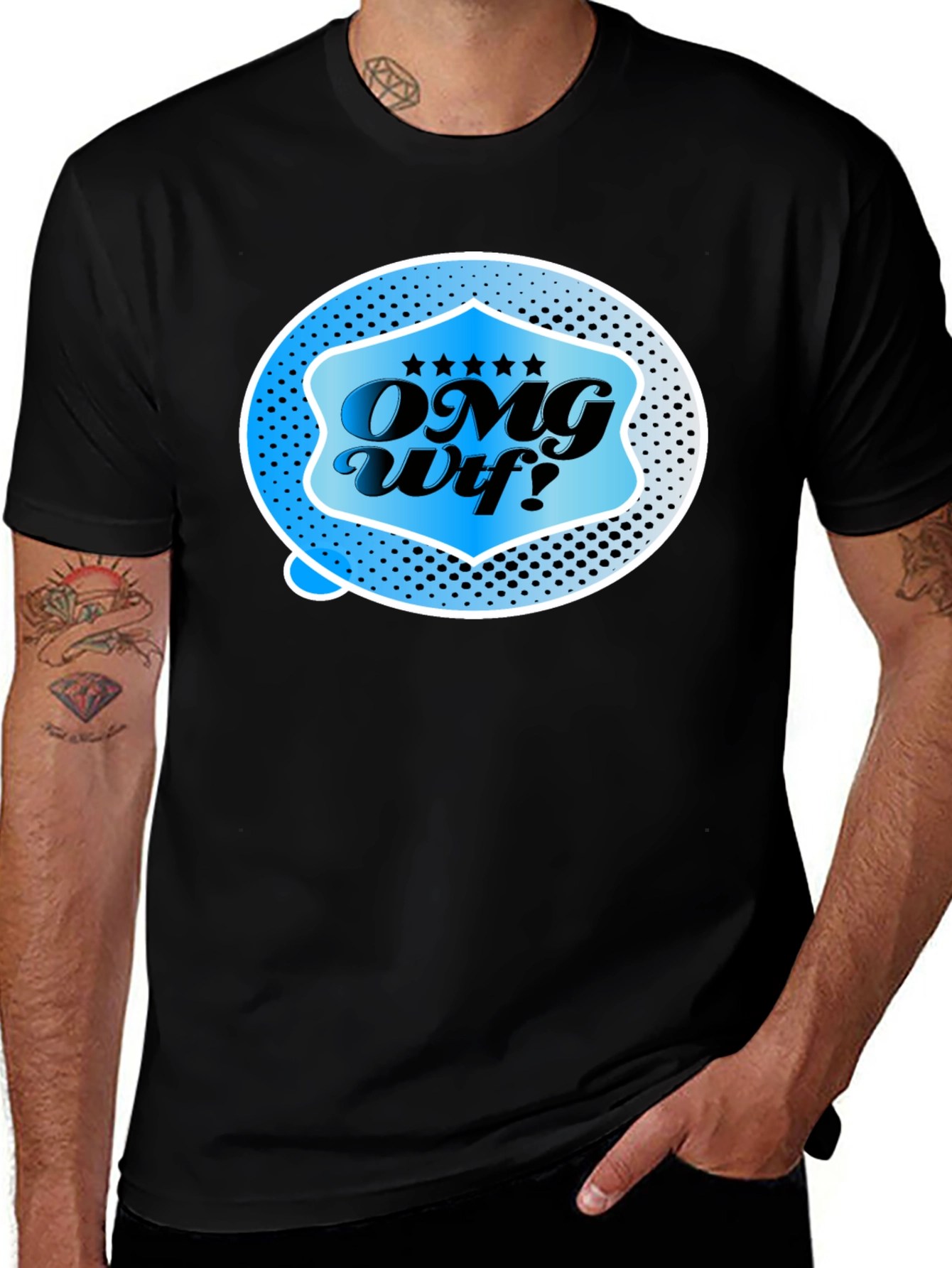 OMG Wtf! Graphic T-Shirt - Black Casual Tee