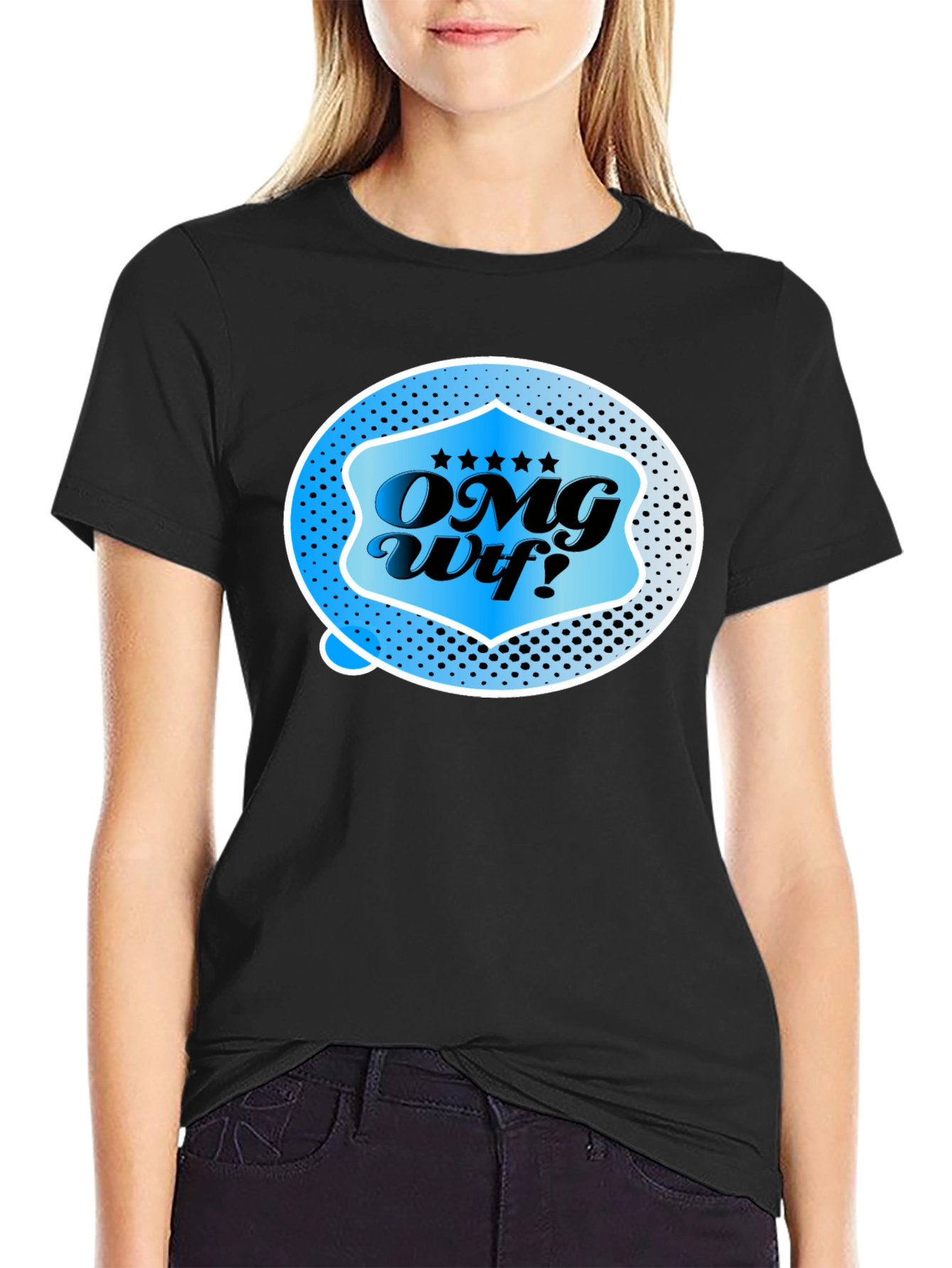 OMG Wtf! Graphic T-Shirt - Black Casual Tee