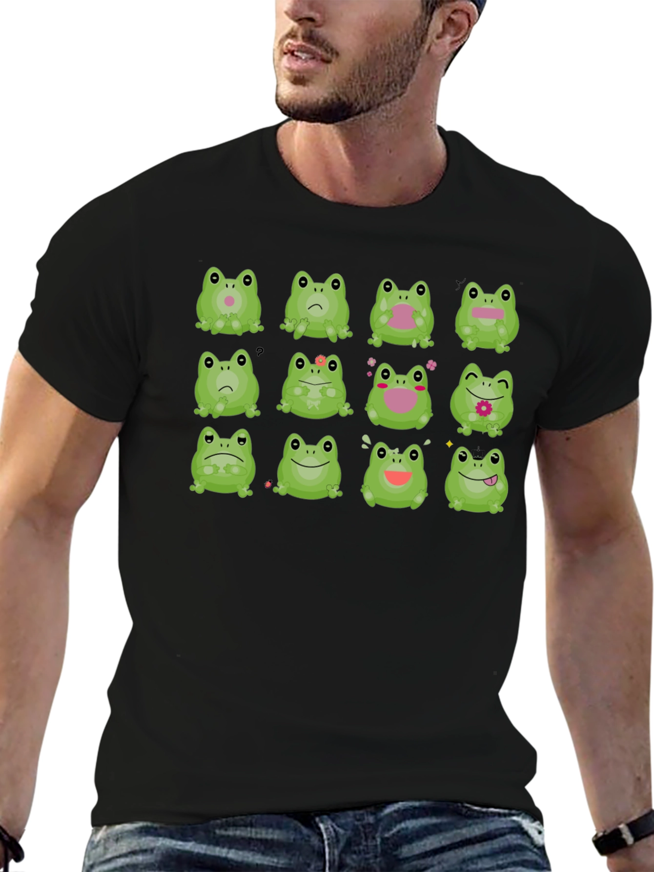 Frog Expression Black T-Shirt - Unisex