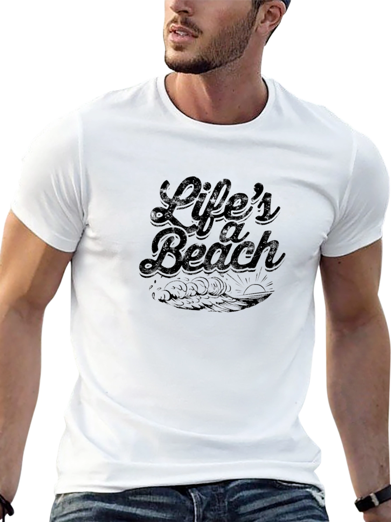 Lifes a Beach Black Graphic Tee