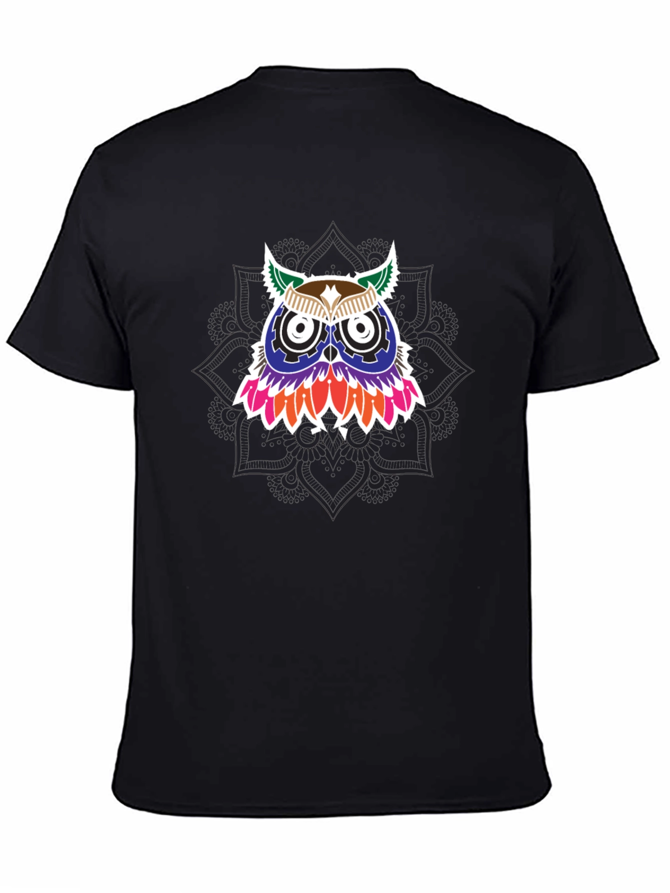 Owl Graphic Print Mens Black T-Shirt