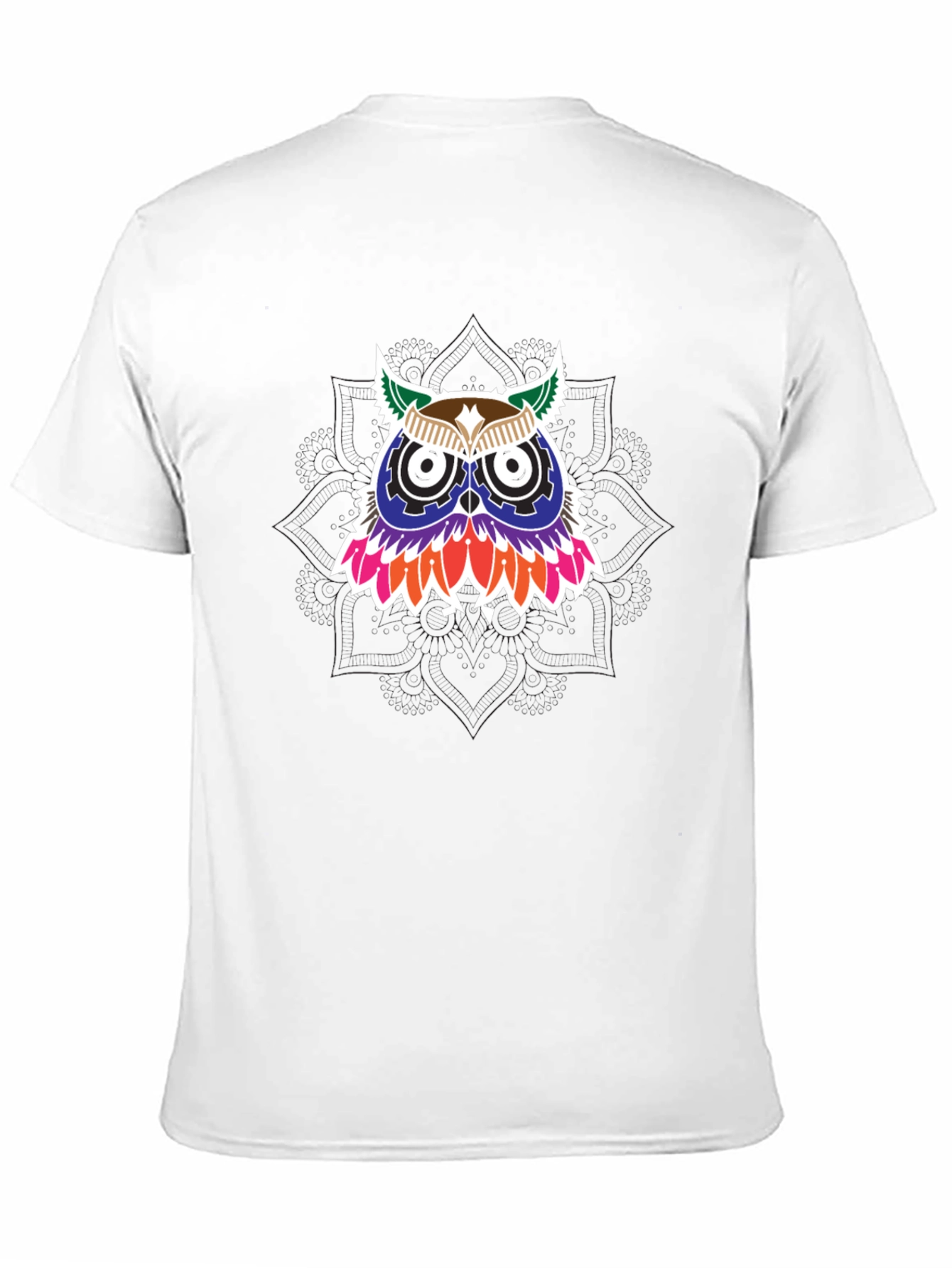 Owl Graphic Print Mens Black T-Shirt