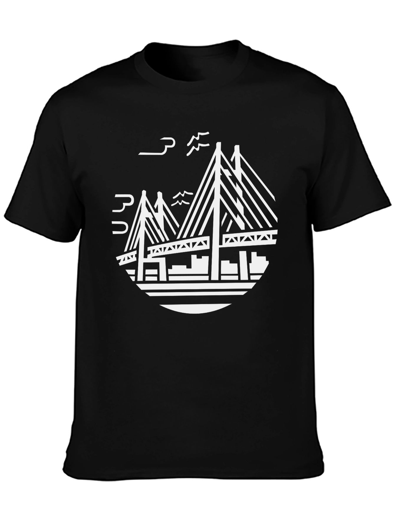 Modern Bridge Graphic Black T-Shirt