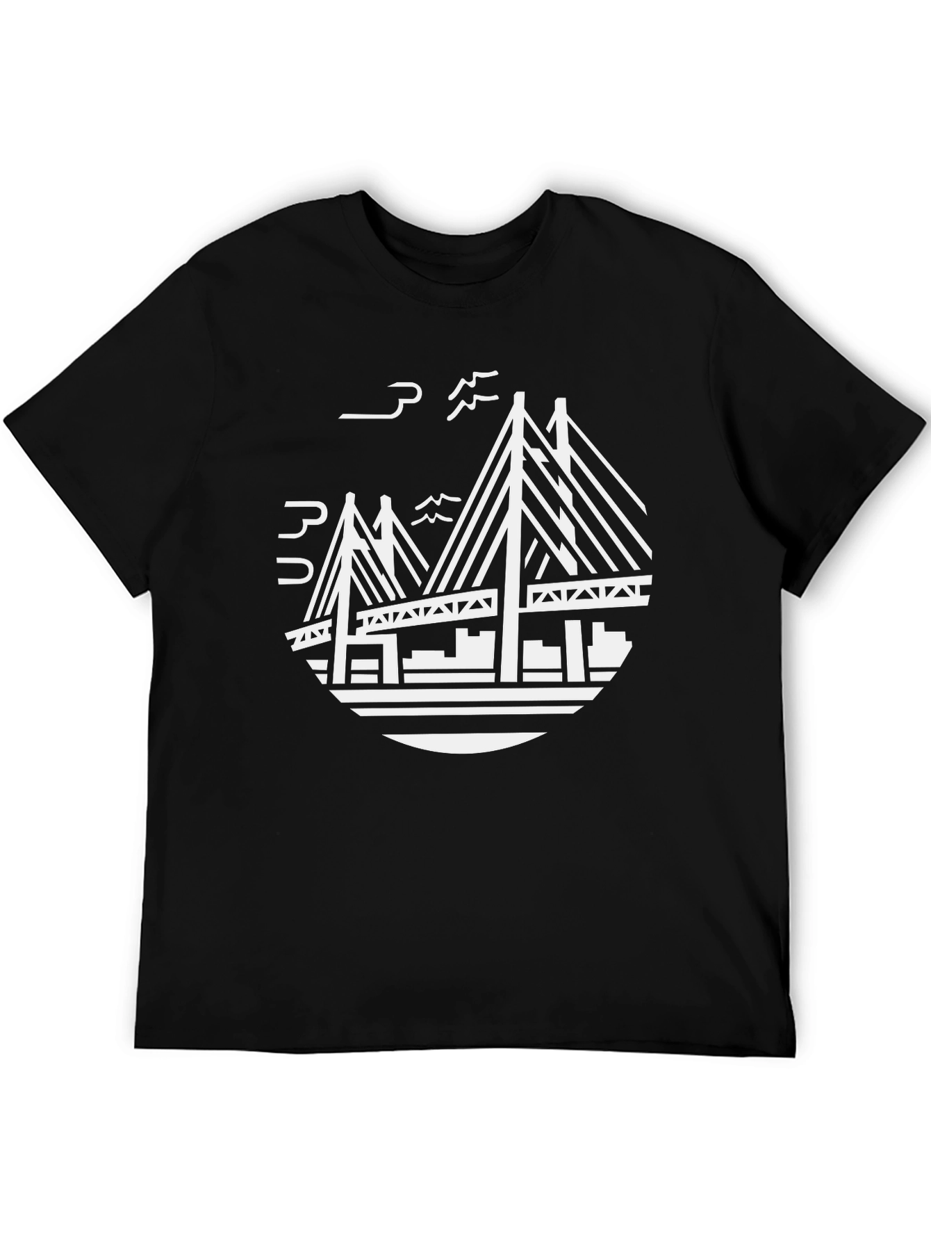 Modern Bridge Graphic Black T-Shirt
