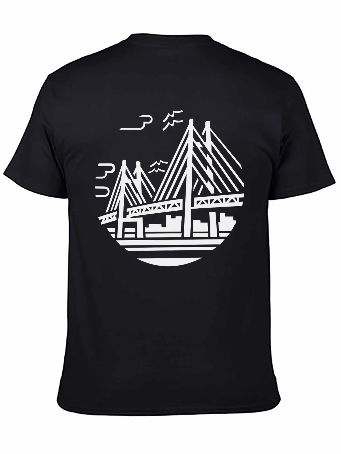 Modern Bridge Graphic Black T-Shirt