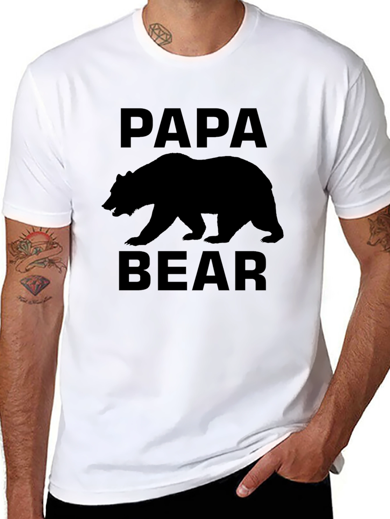 Papa Bear Black T-Shirt - Fathers Day Gift