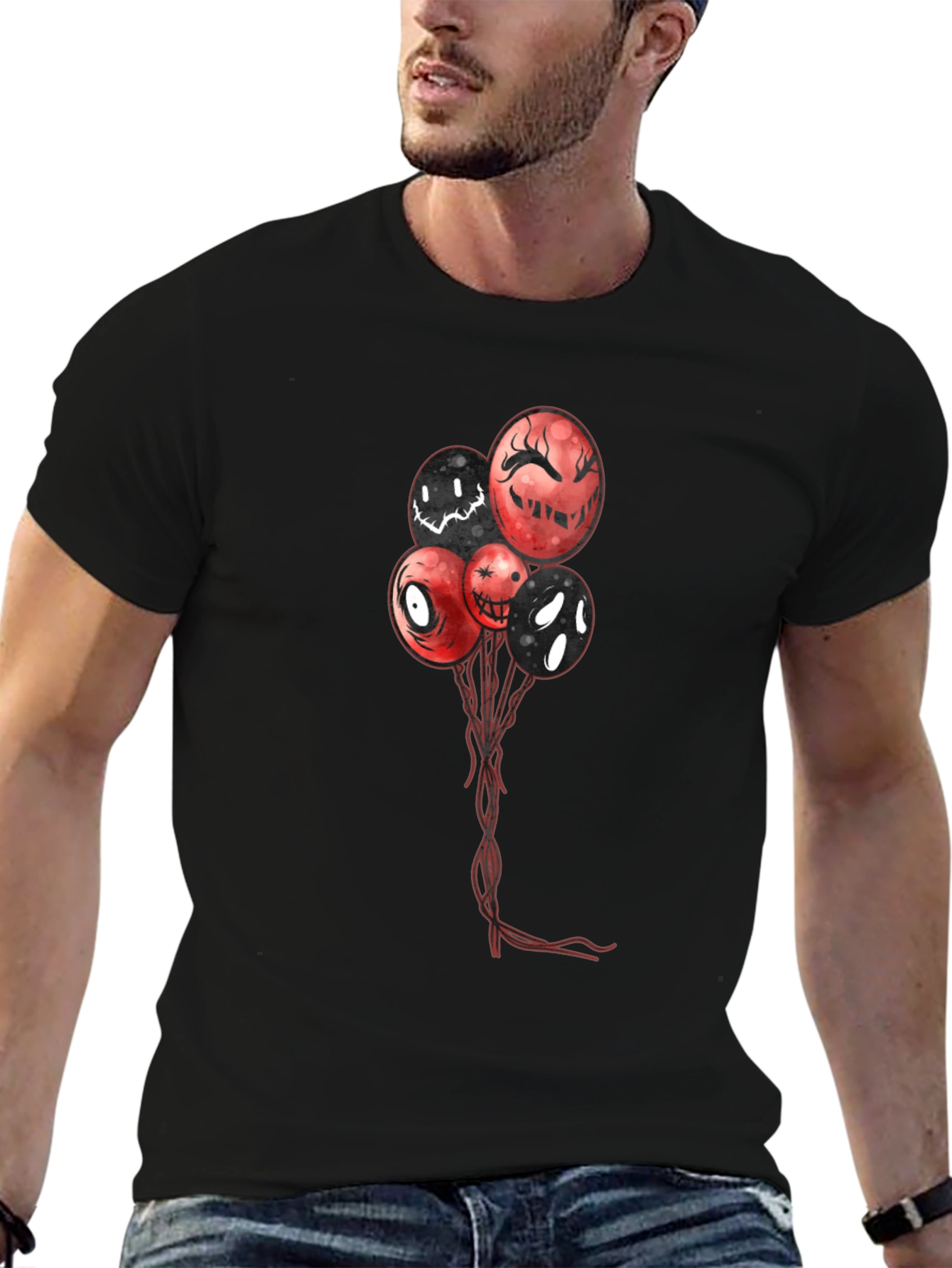 Creepy Balloons Graphic T-Shirt - Mens Black Tee
