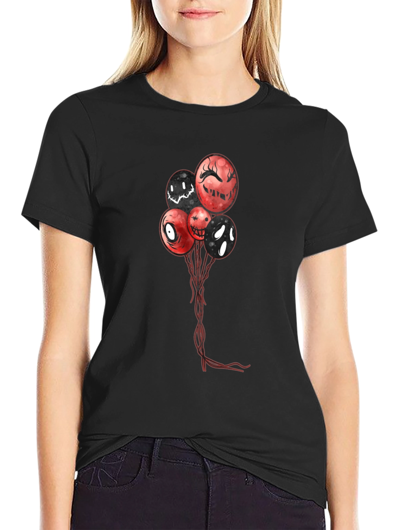 Creepy Balloons Graphic T-Shirt - Mens Black Tee