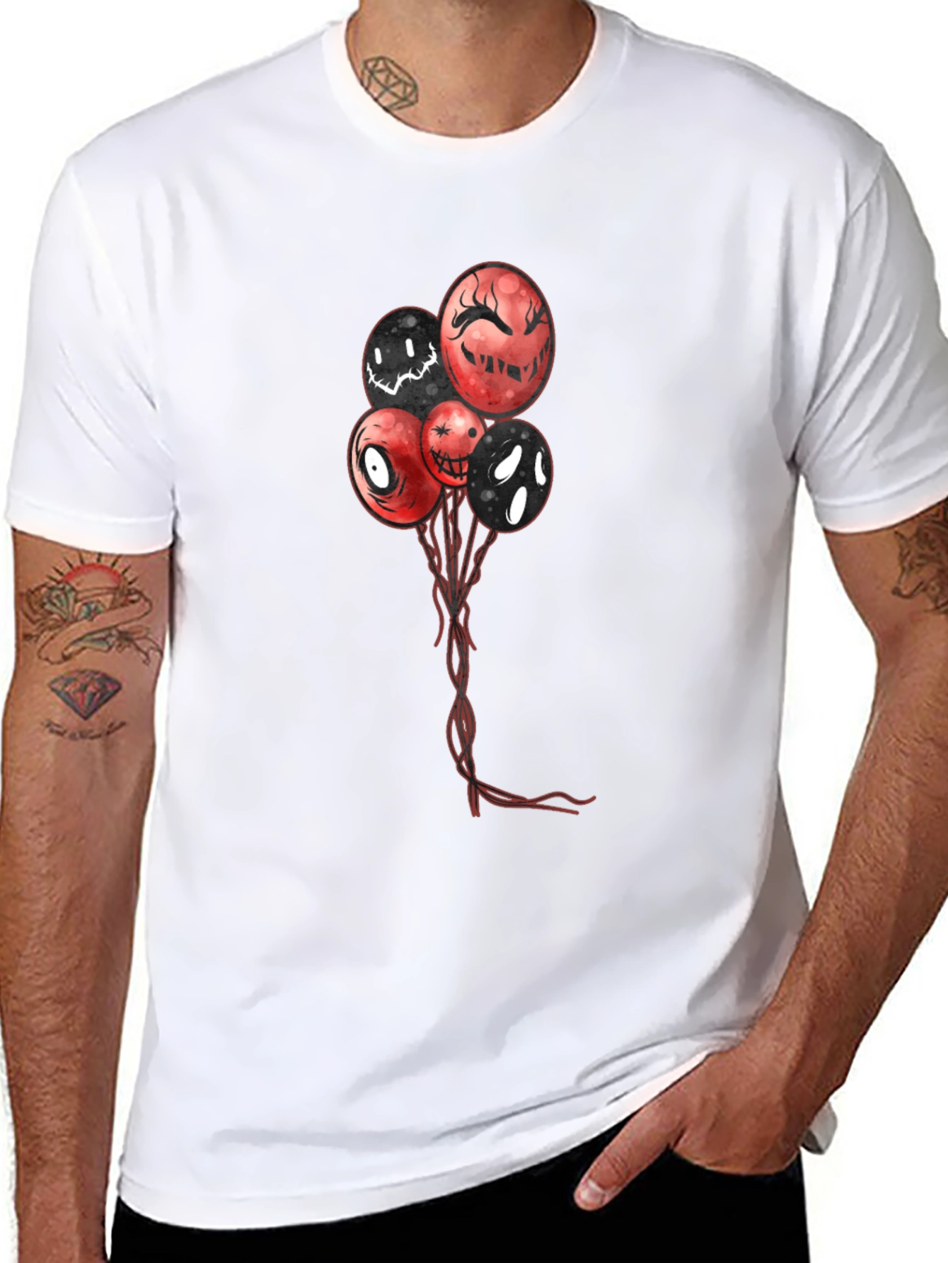Creepy Balloons Graphic T-Shirt - Mens Black Tee