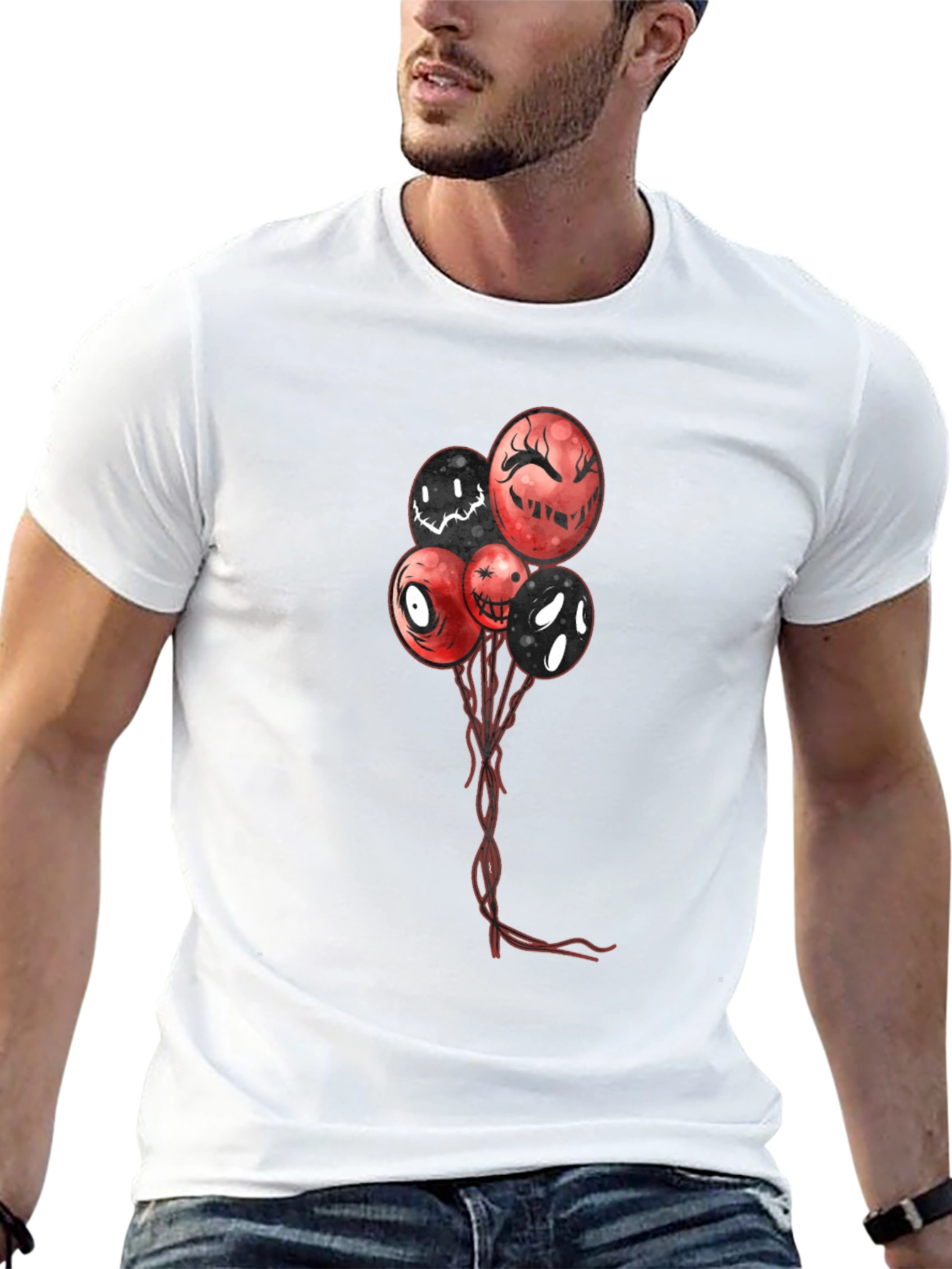 Creepy Balloons Graphic T-Shirt - Mens Black Tee