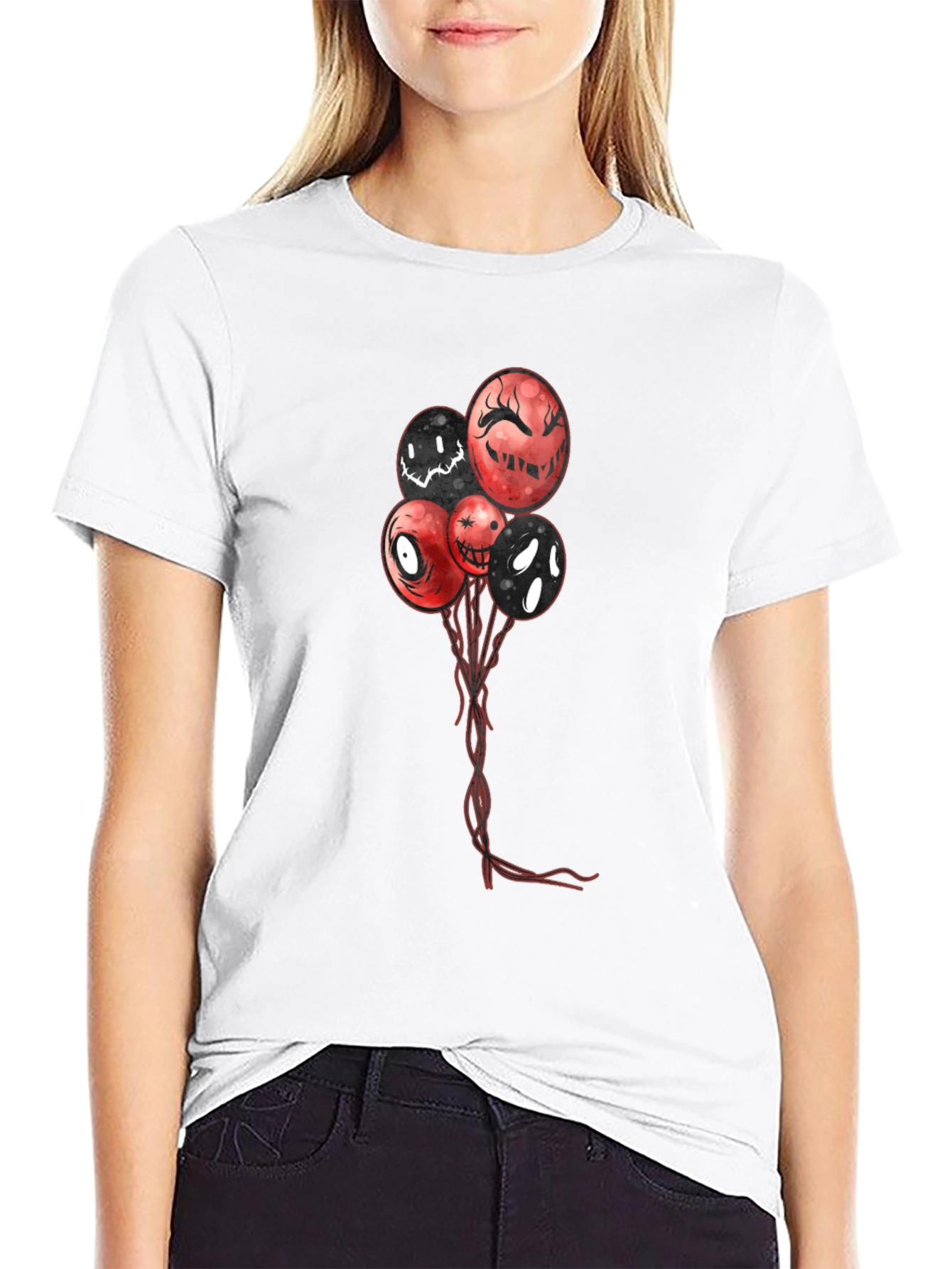 Creepy Balloons Graphic T-Shirt - Mens Black Tee