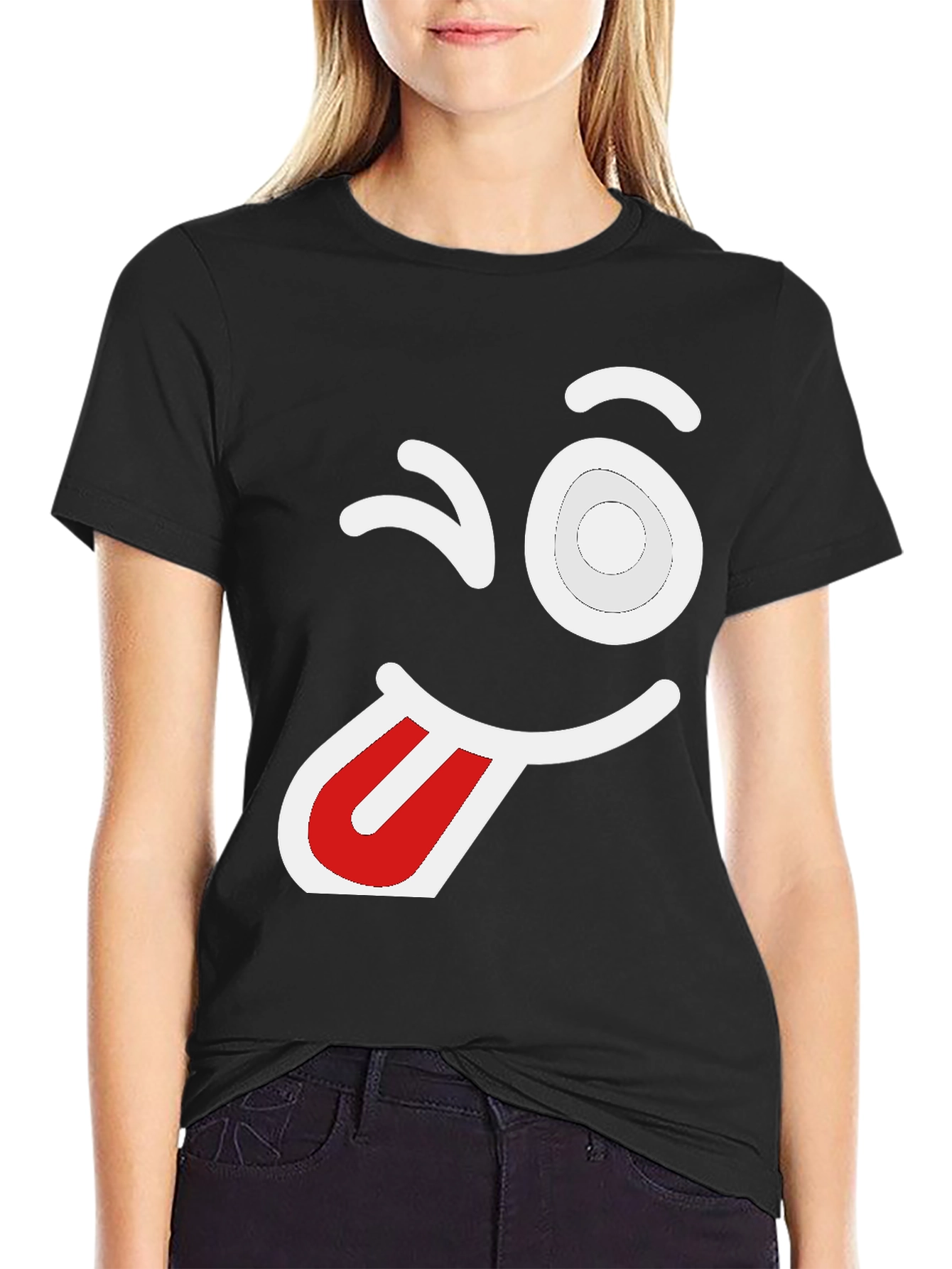 Winking Face Graphic Tee - Fun & Playful