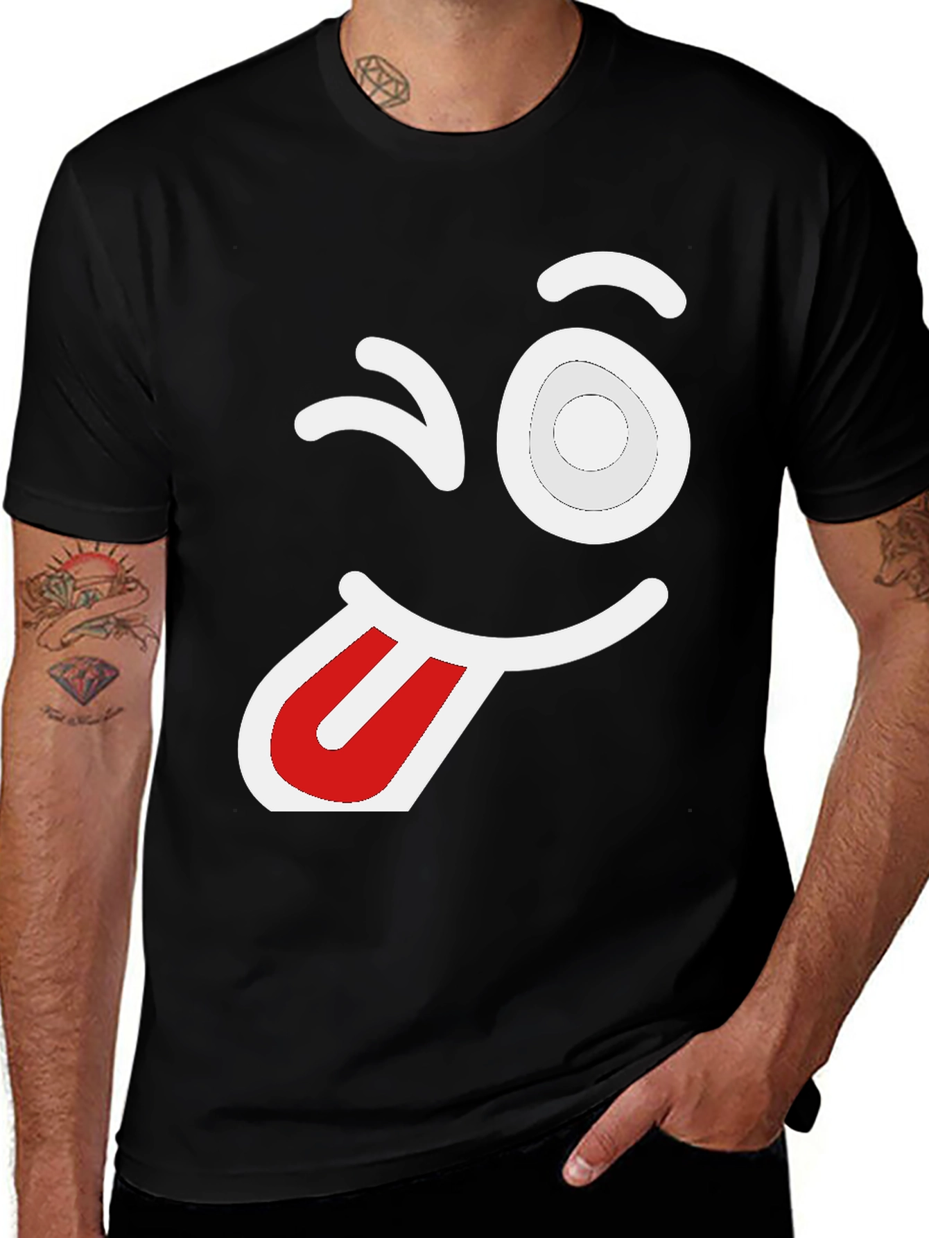 Winking Face Graphic Tee - Fun & Playful