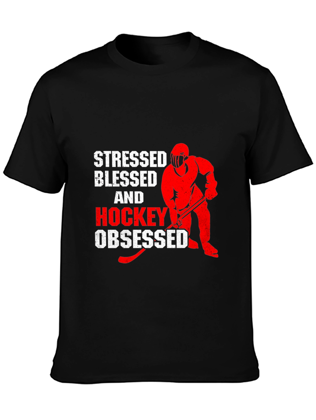 Stressed Blessed & Hockey Obsessed Black T-Shirt