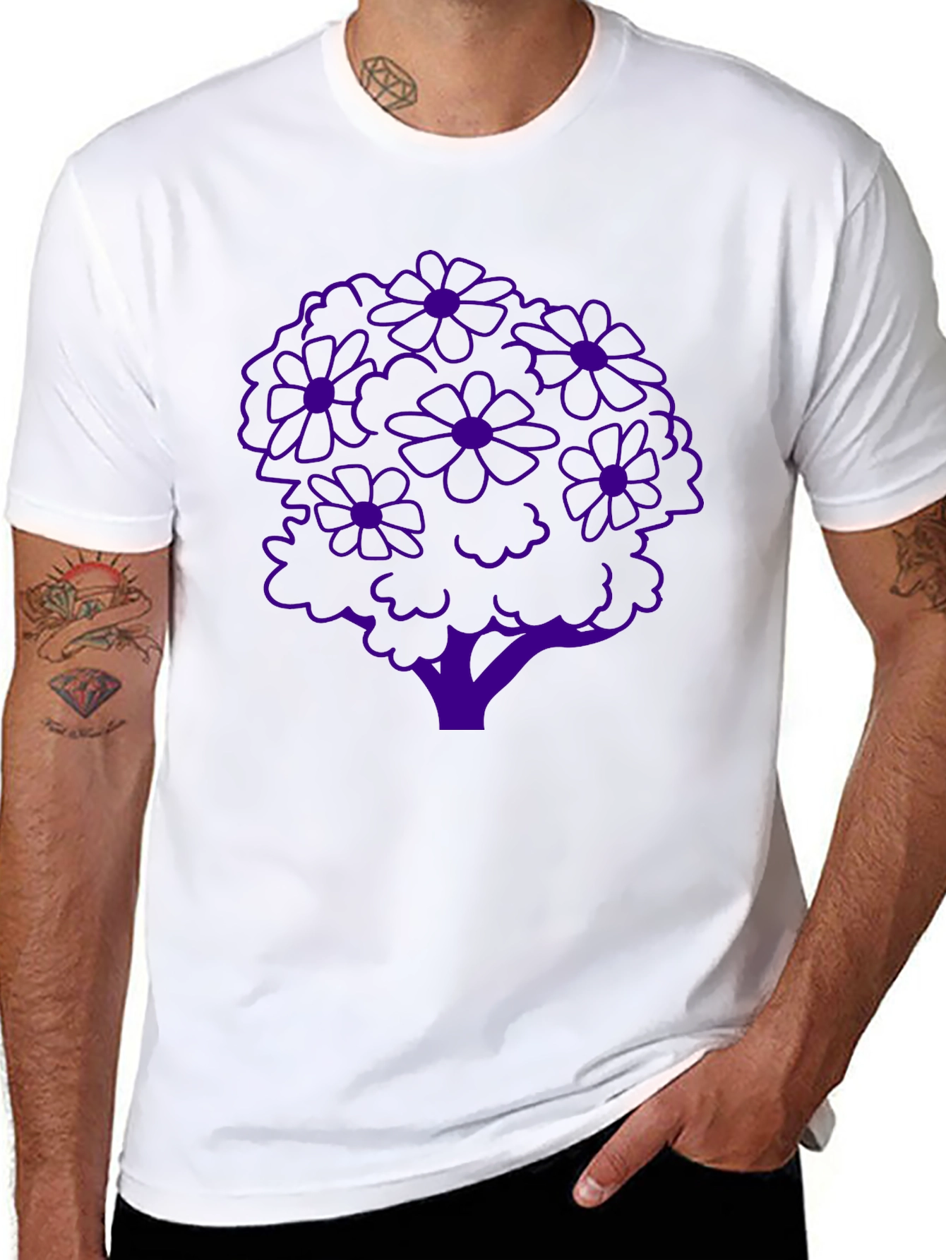 Floral Tree Graphic Tee - Stylish Black T-Shirt