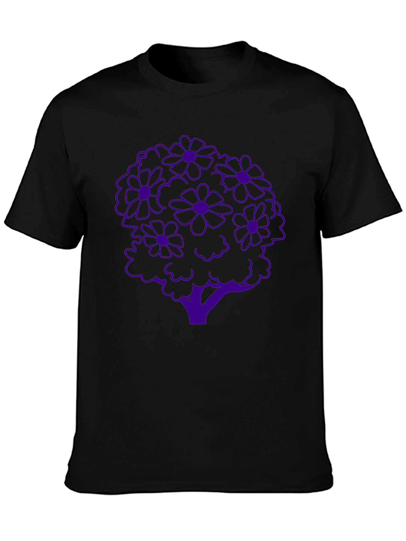 Floral Tree Graphic Tee - Stylish Black T-Shirt
