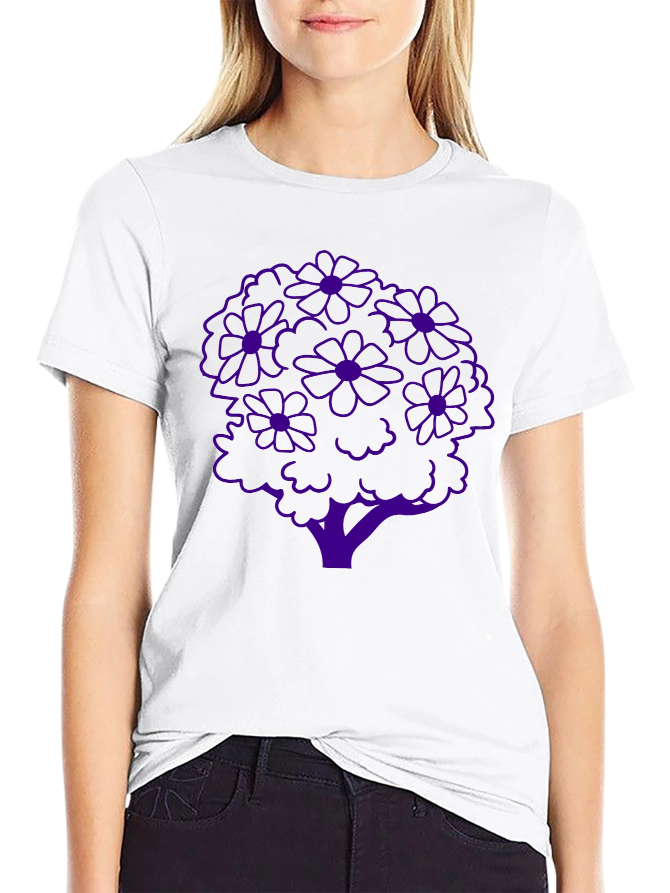 Floral Tree Graphic Tee - Stylish Black T-Shirt
