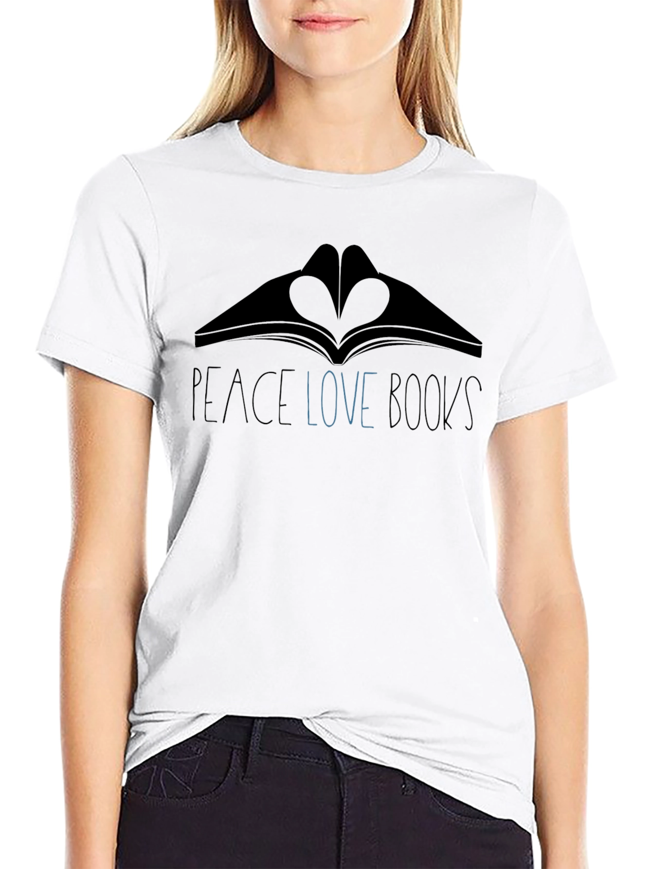 Peace Love Books Black Graphic T-Shirt