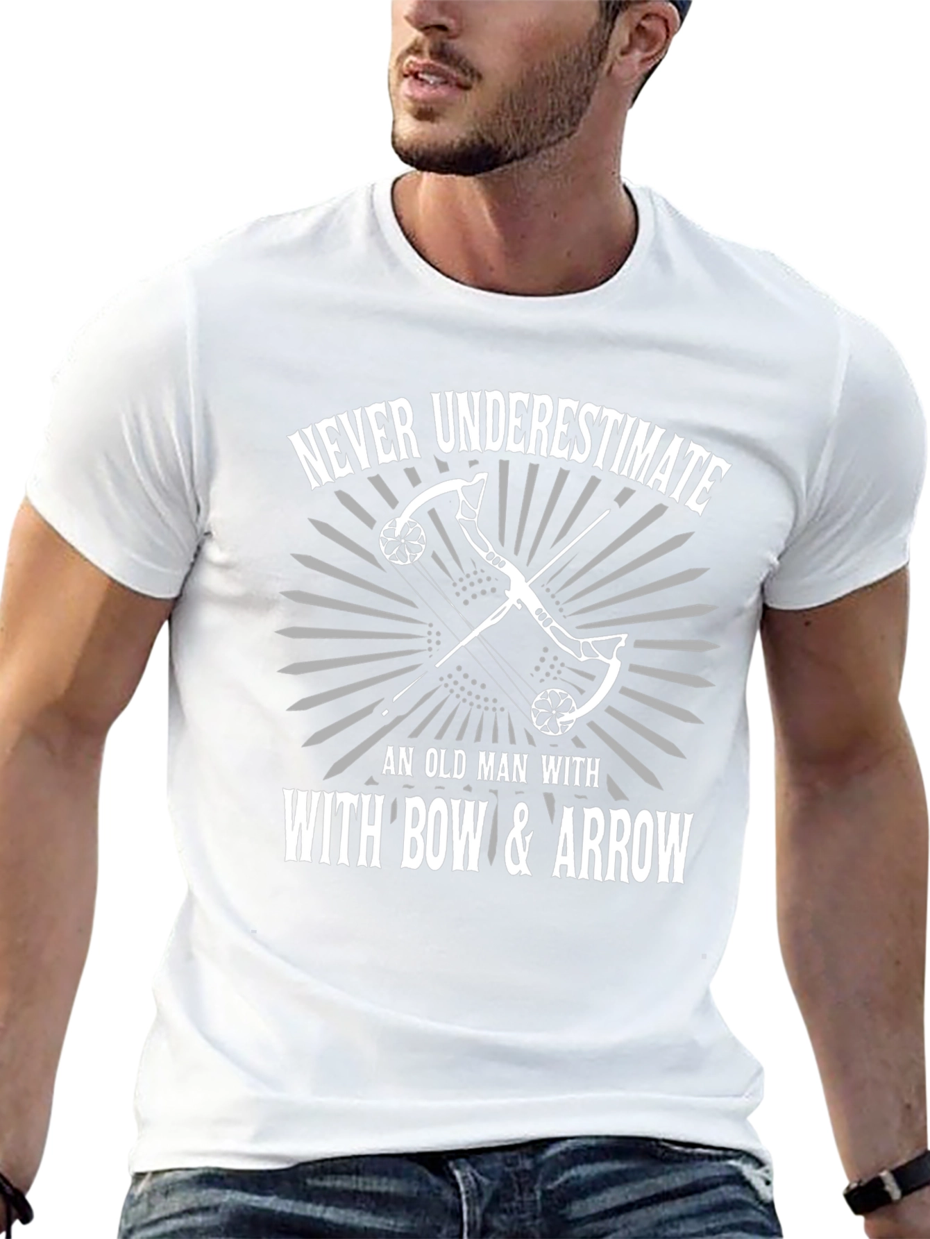 Never Underestimate Bow & Arrow Black T-Shirt