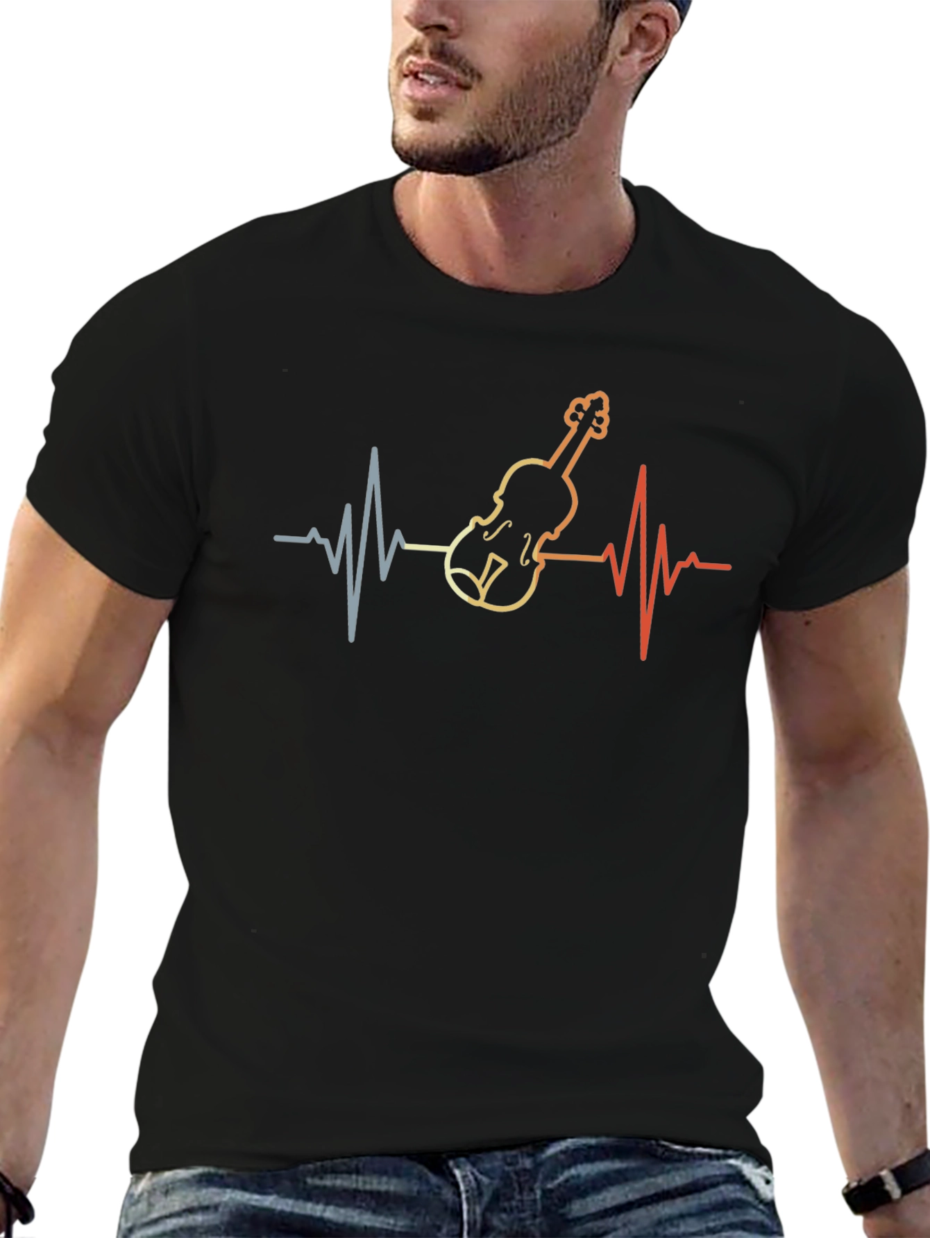 Violin Heartbeat Graphic T-Shirt
