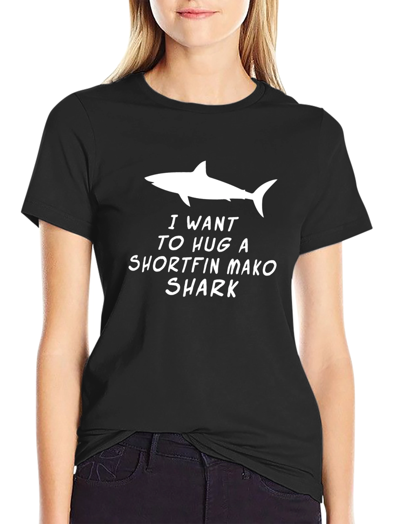 I Want To Hug A Shark T-Shirt - Black