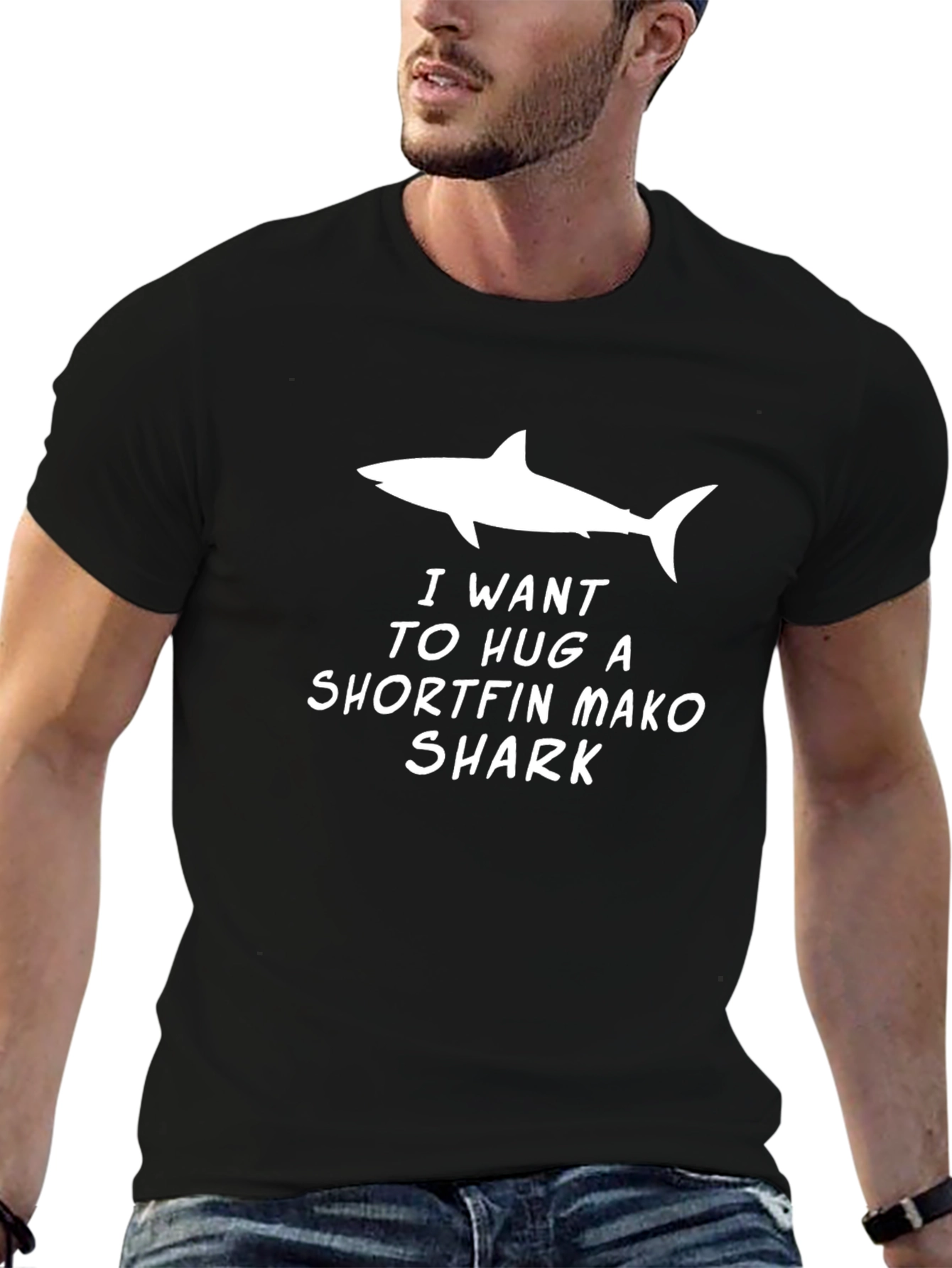 I Want To Hug A Shark T-Shirt - Black