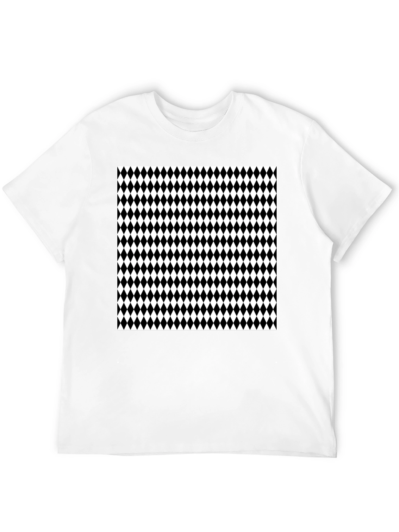 Modern Harlequin Pattern Black Crew Neck T-Shirt