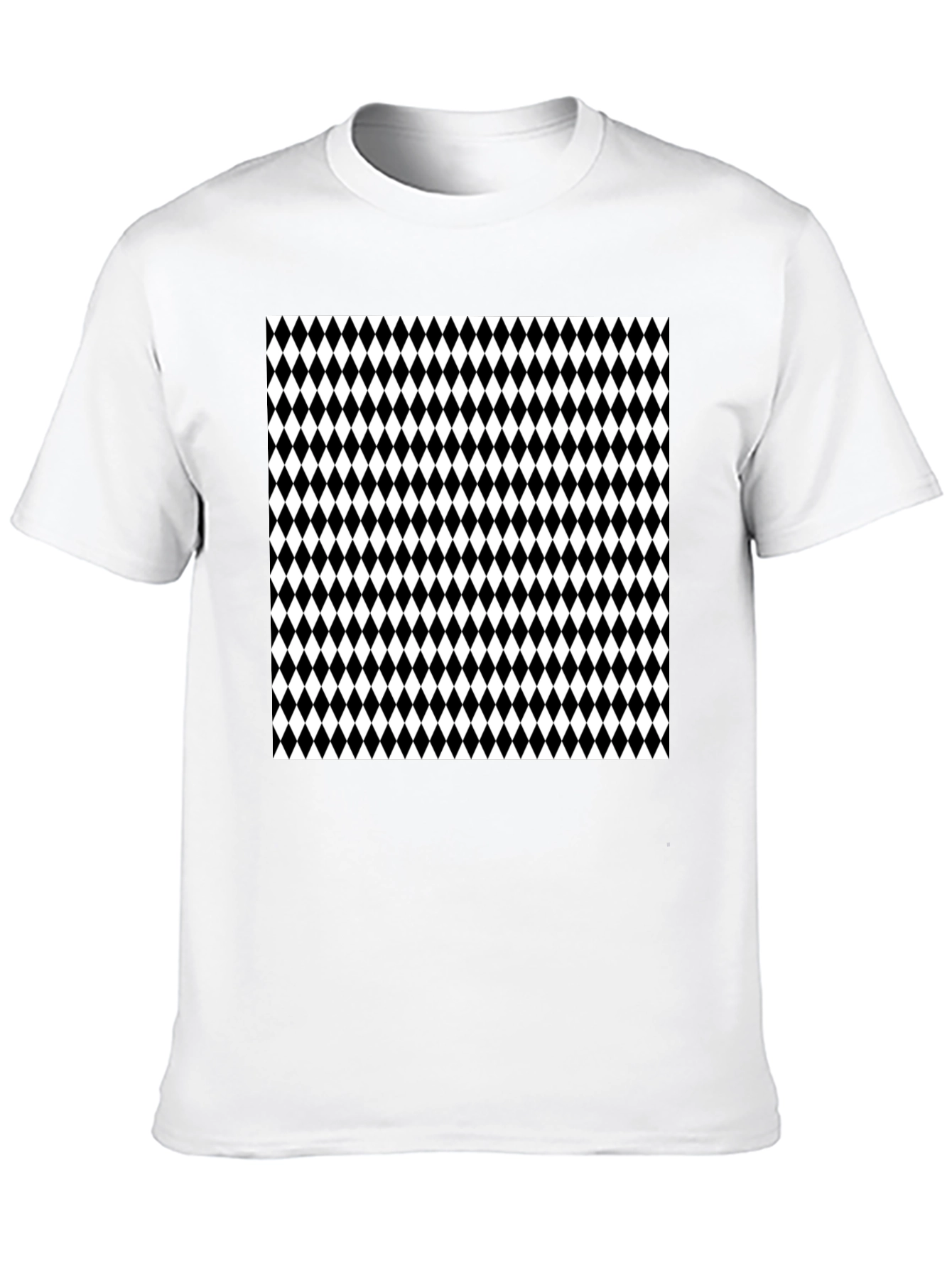 Modern Harlequin Pattern Black Crew Neck T-Shirt