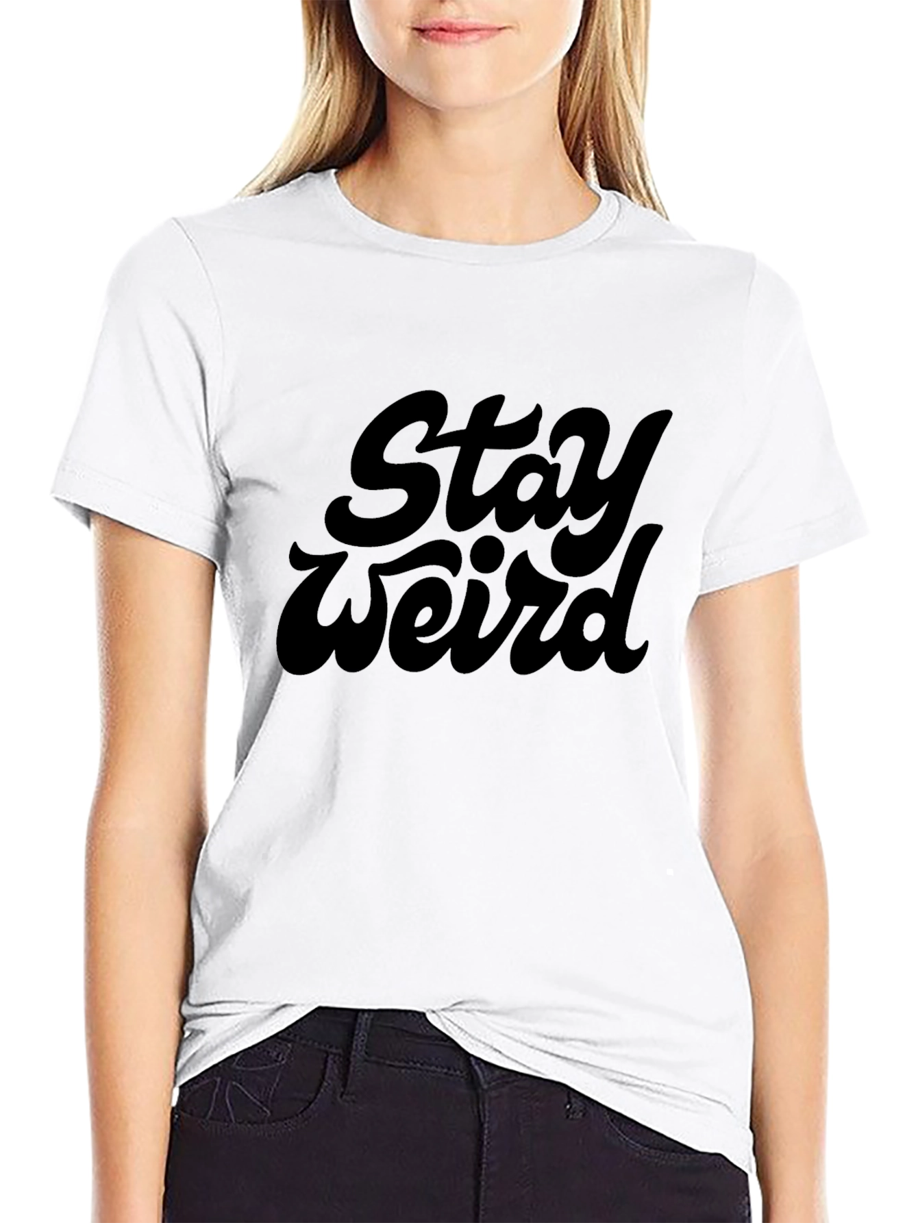 Stay Weird Graphic Tee - Black Cotton T-Shirt