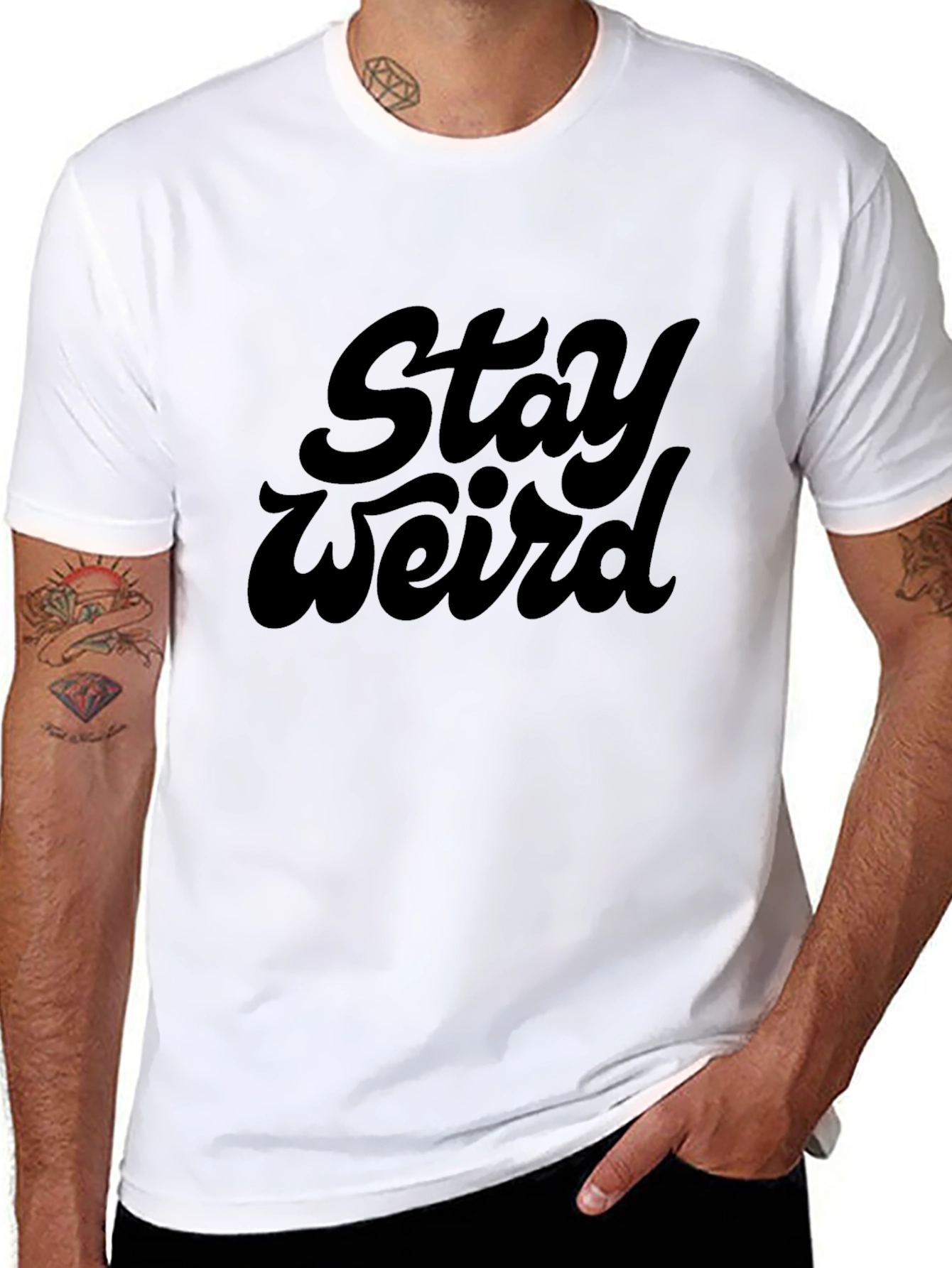 Stay Weird Graphic Tee - Black Cotton T-Shirt
