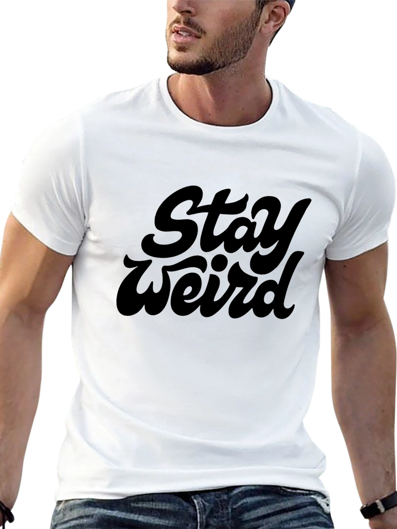 Stay Weird Graphic Tee - Black Cotton T-Shirt