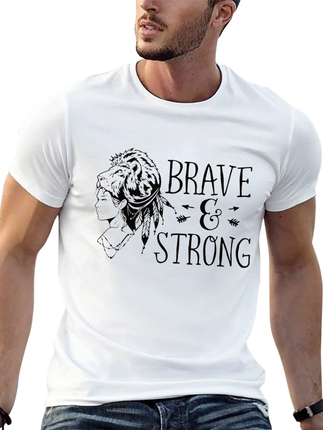 Brave & Strong Graphic Tee - Black Cotton T-Shirt