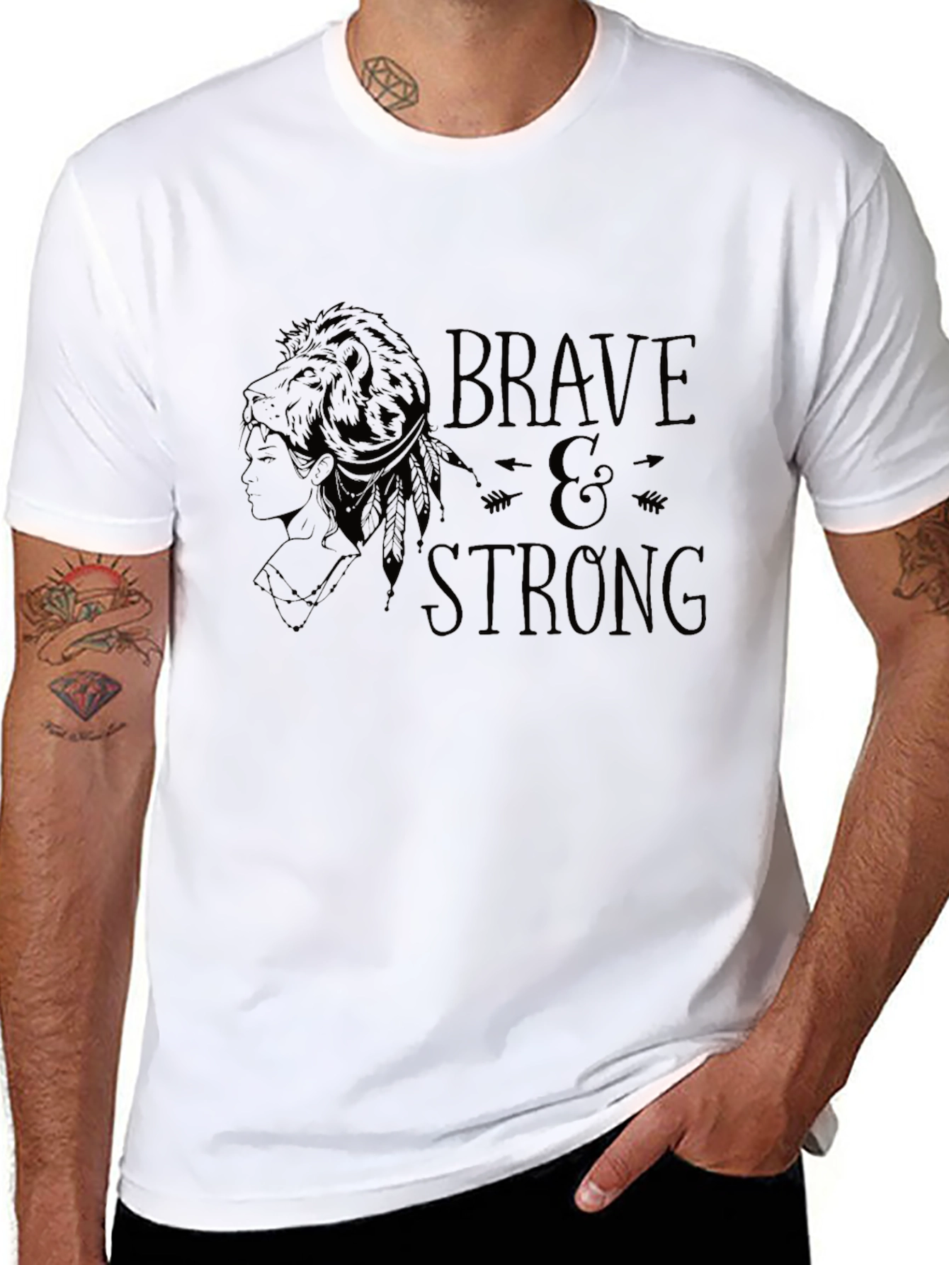 Brave & Strong Graphic Tee - Black Cotton T-Shirt