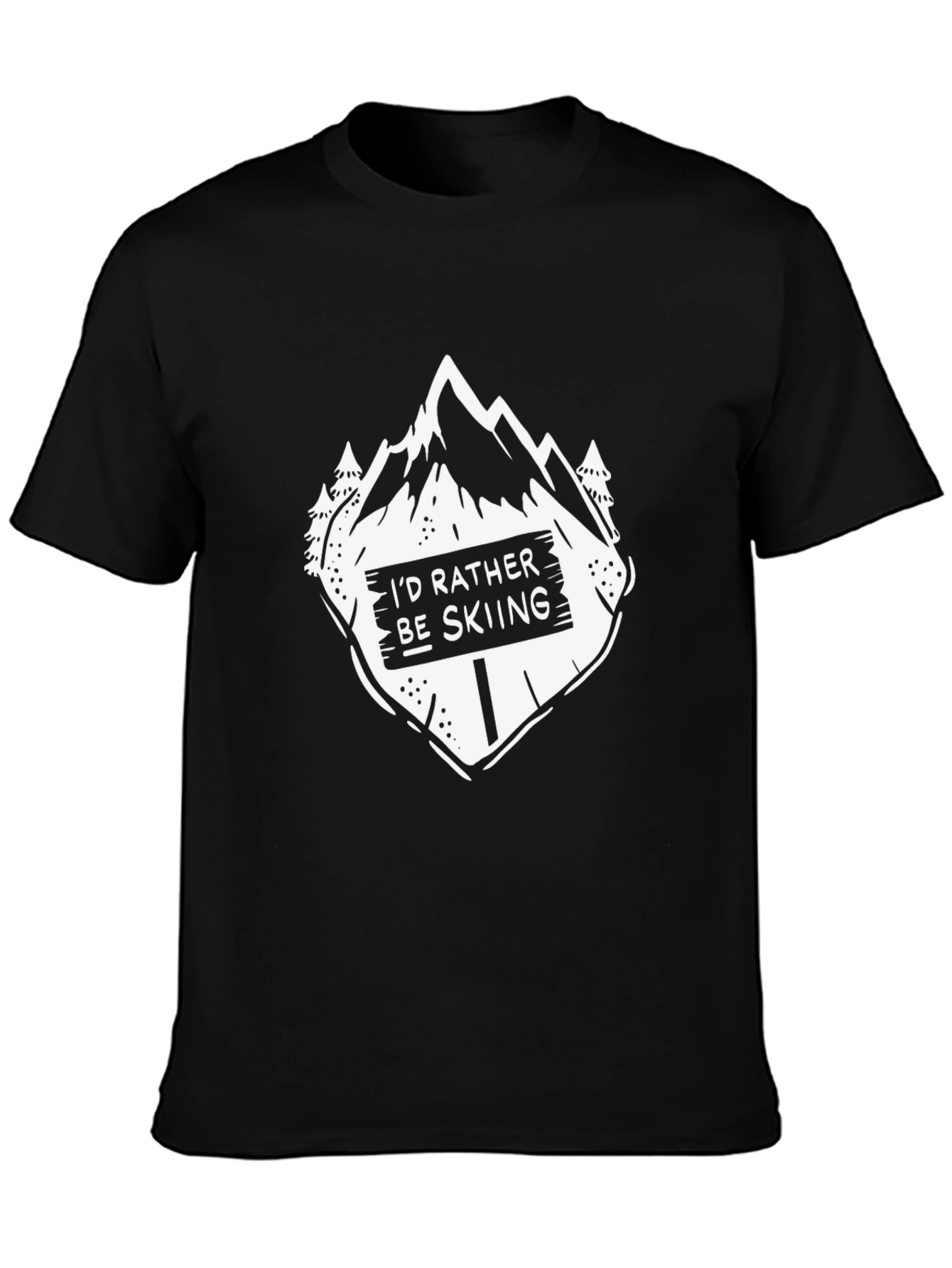 Skiing Graphic Tee - Black Cotton T-Shirt
